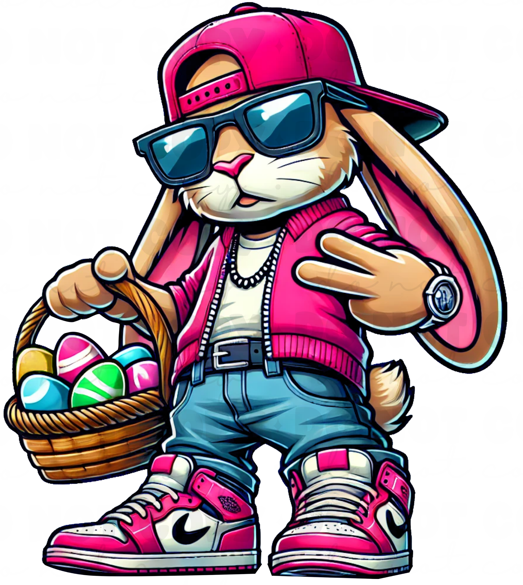 Cool Easter Bunny DTF Transfer