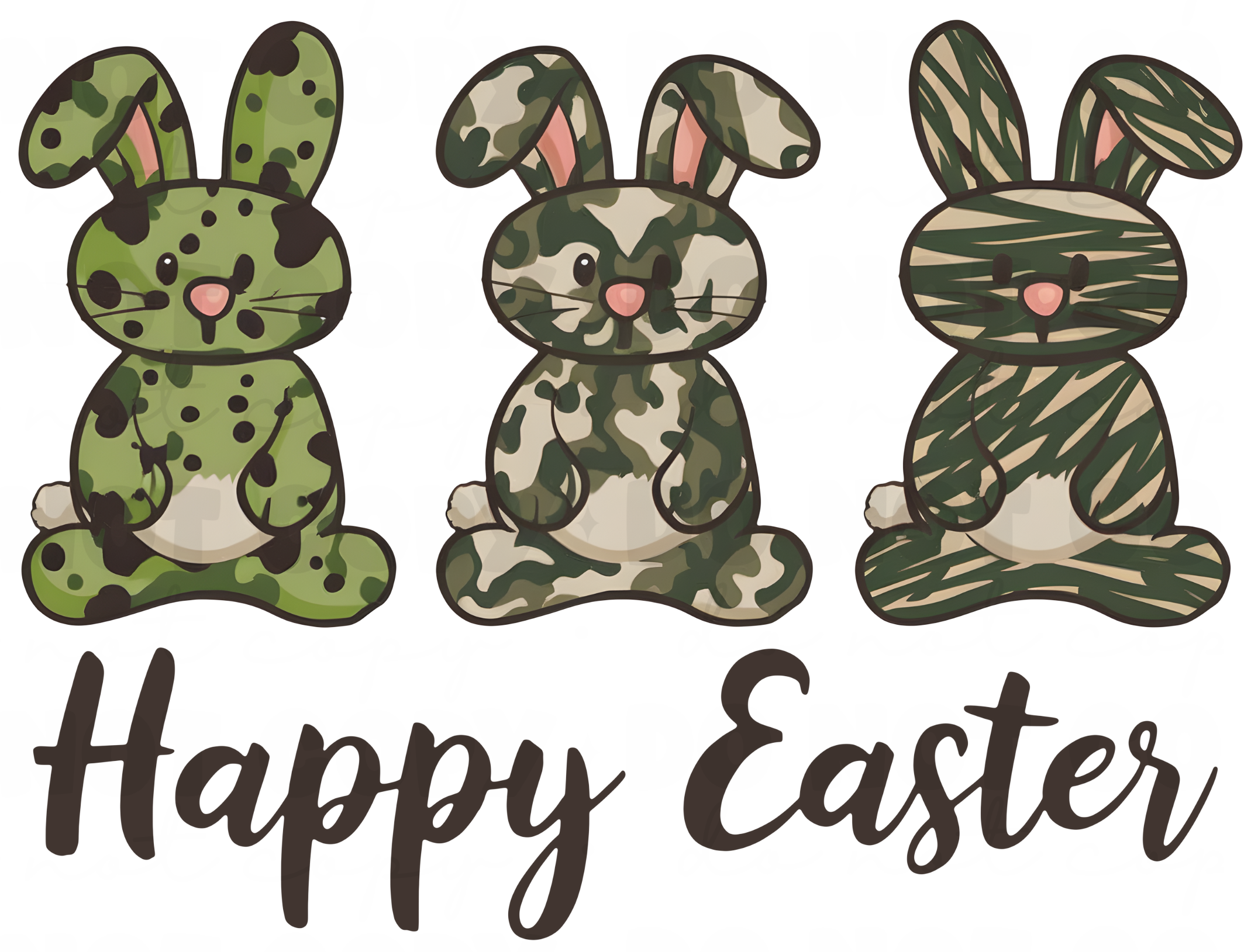 Camouflage Easter Bunny DTF Transfer
