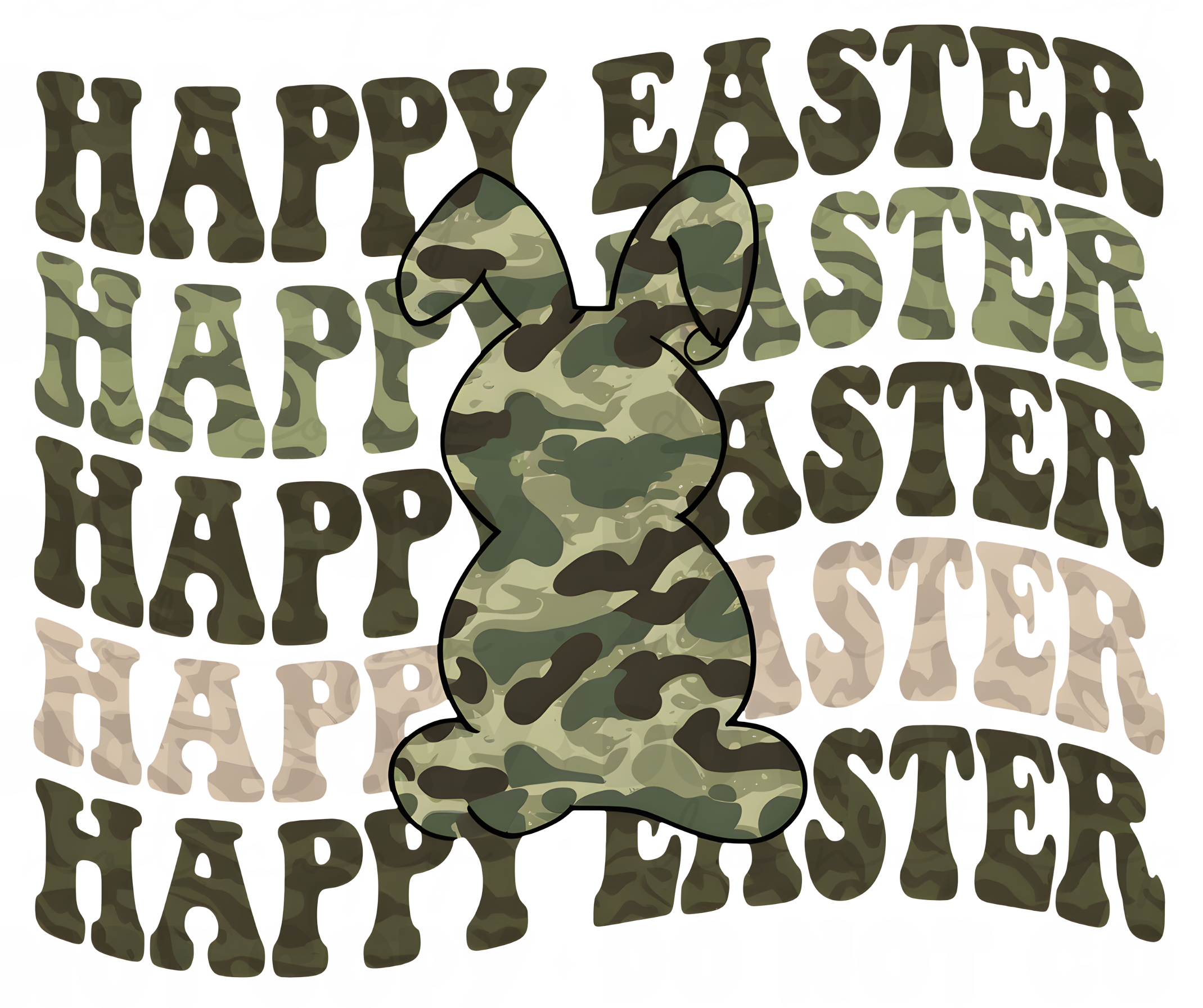 Camouflage Bunny Happy Easter DTF Transfer