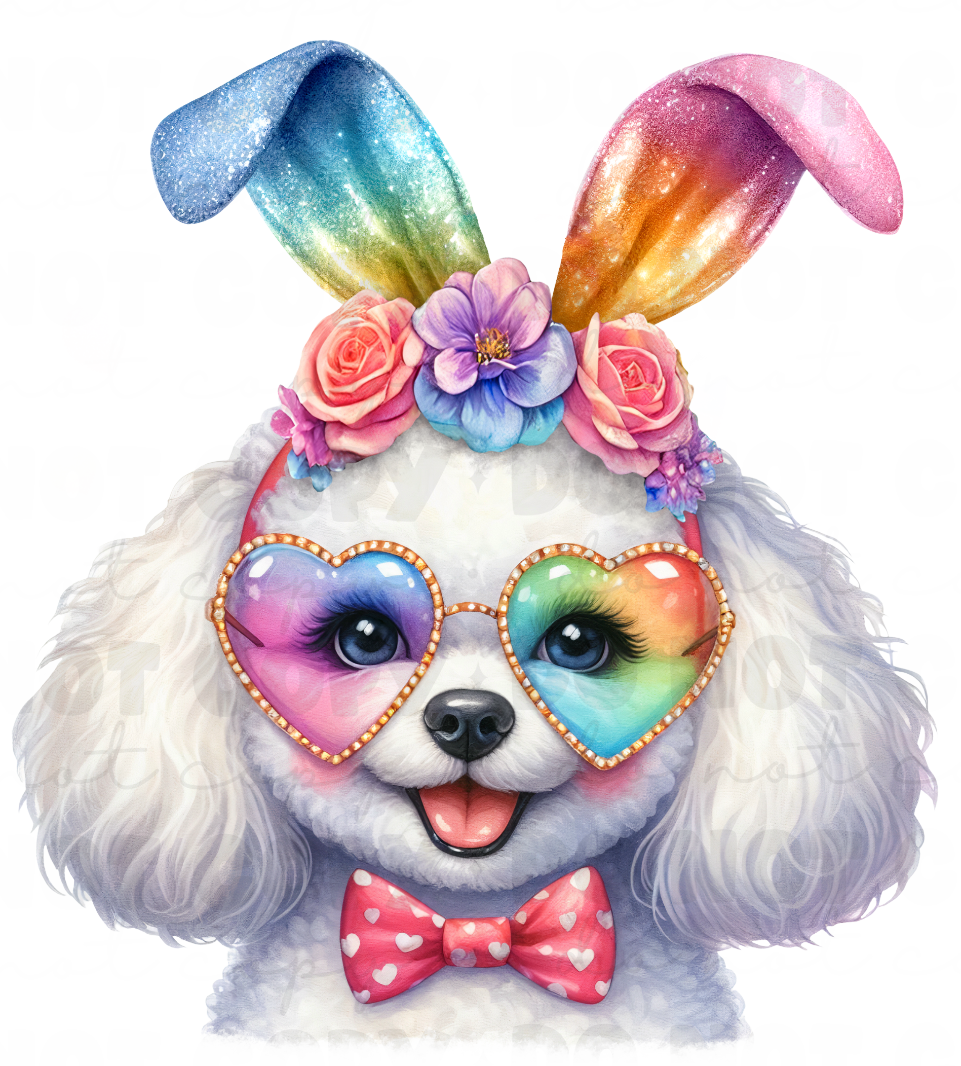 Rainbow Bunny Ears Dog DTF Transfer