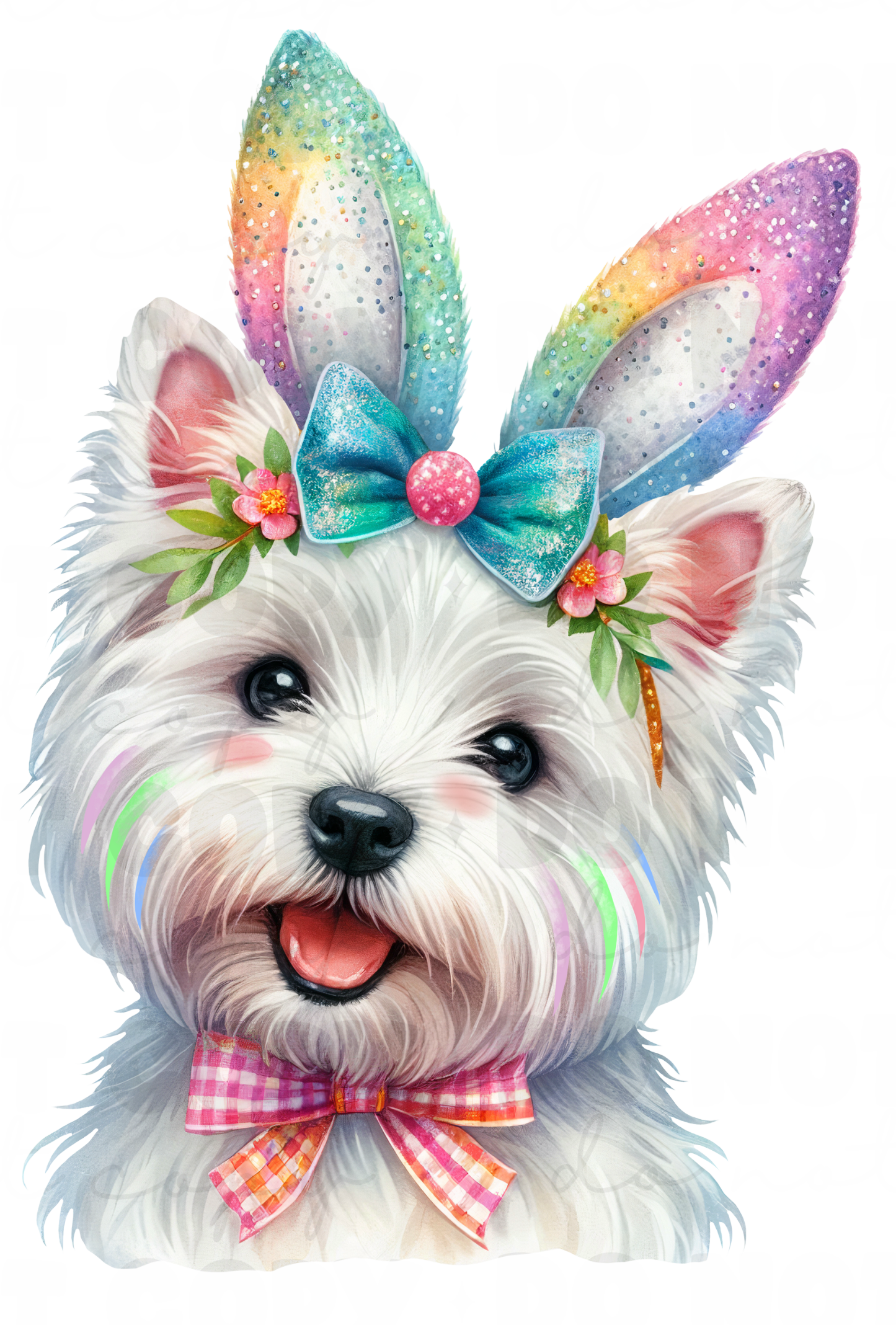 Adorable Dog with Bunny Ears DTF Transfer