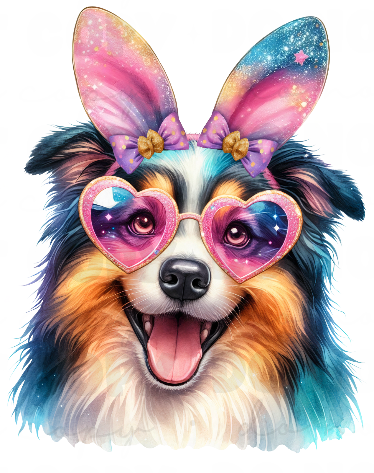Dog Wearing Bunny Ears DTF Transfer