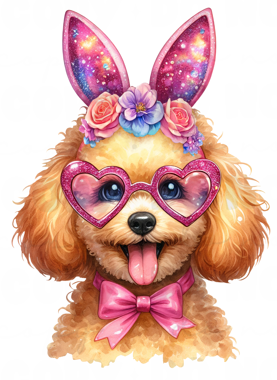 Adorable Dog Wearing Bunny Ears DTF Transfer