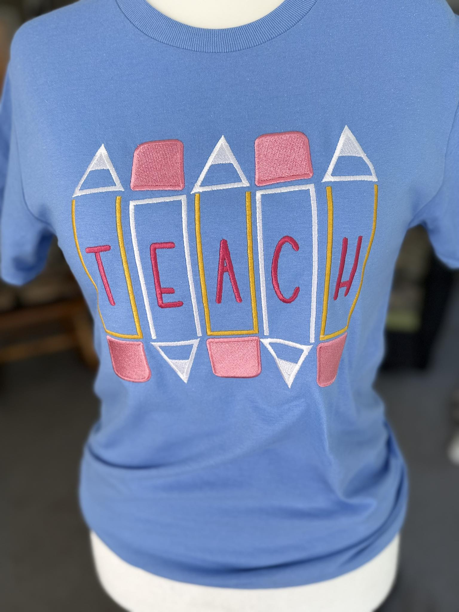 Teach Pencil Embroidered T-Shirt