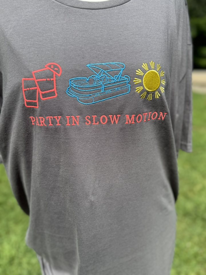 Party In Slow Motion Embroidered T-Shirt