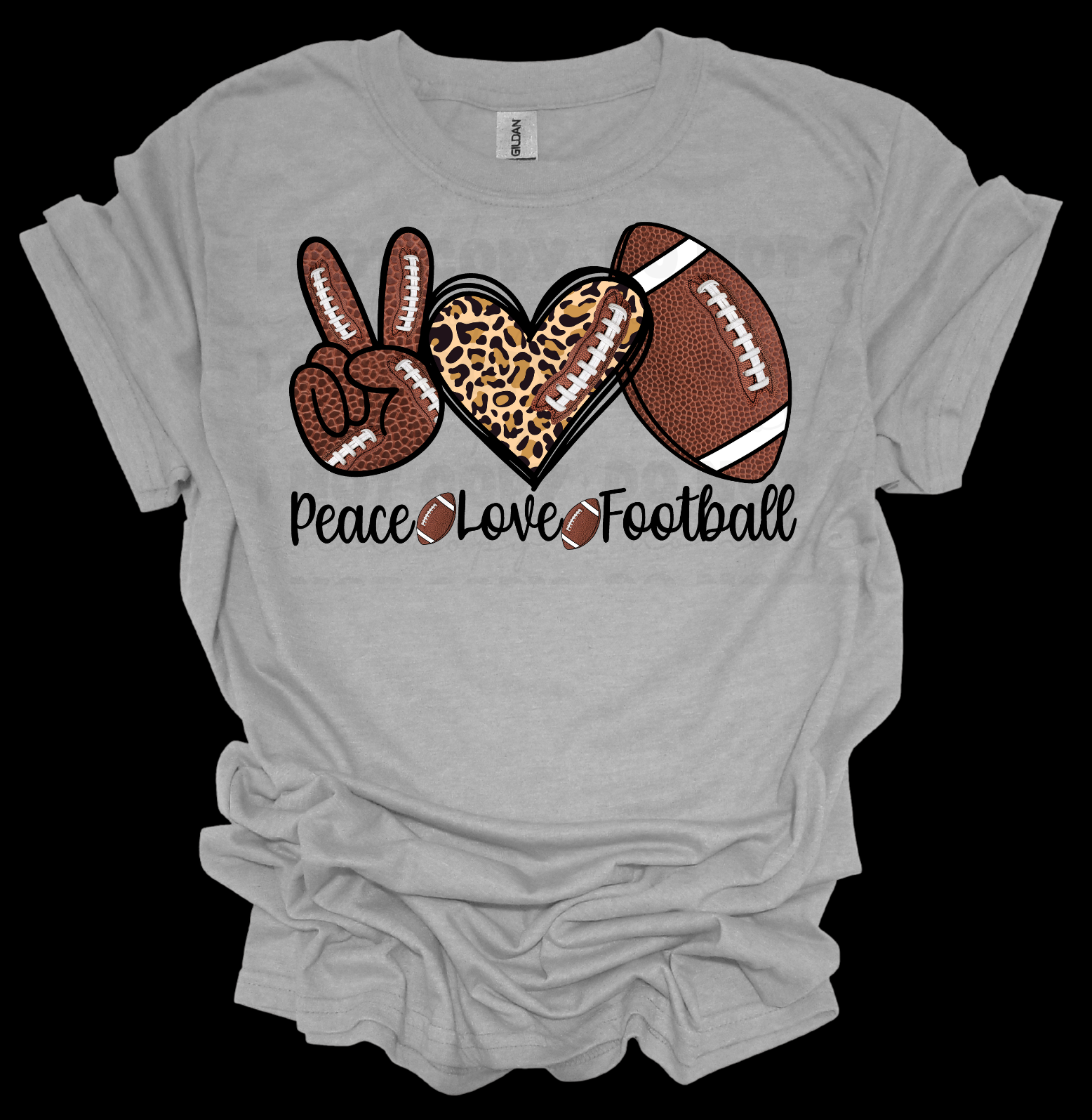 Peace Love Football Graphic T-Shirt