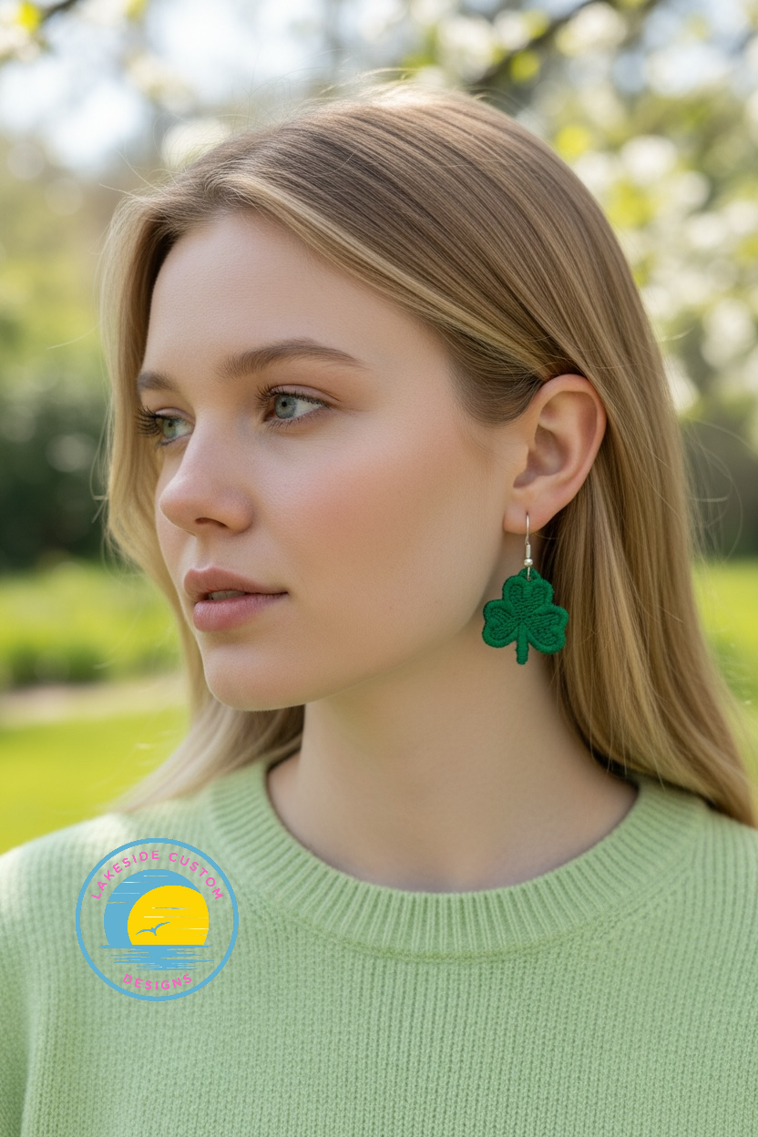 Shamrock Embroidered Earrings