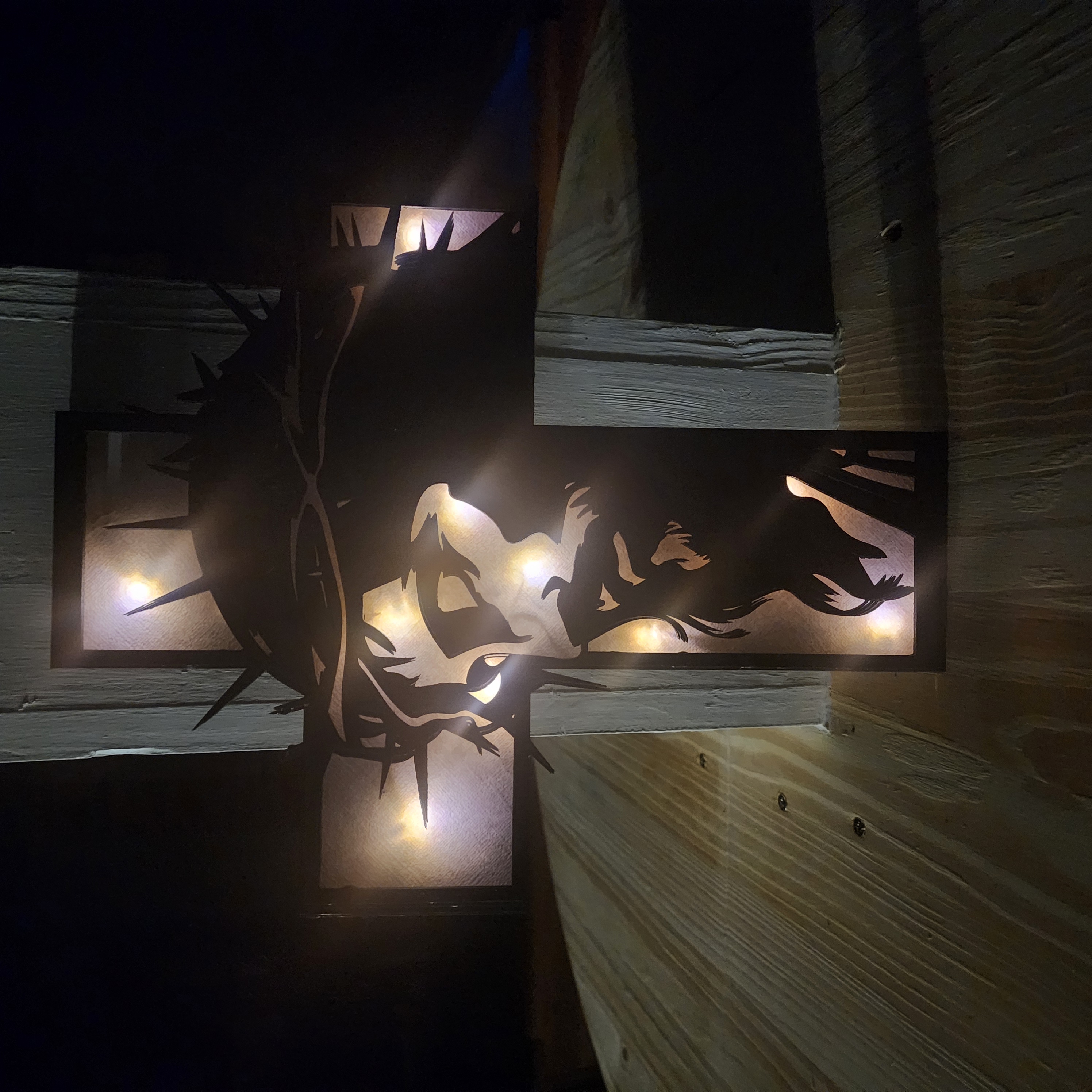 Illuminated Christ Silohette and Cross