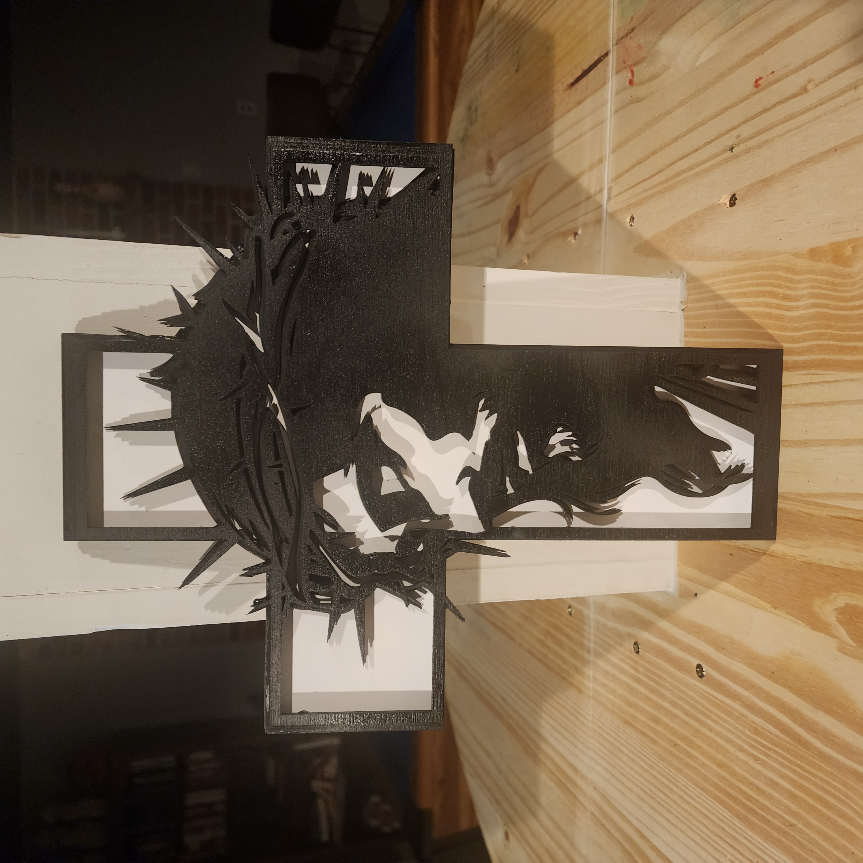 Illuminated Christ Silohette and Cross