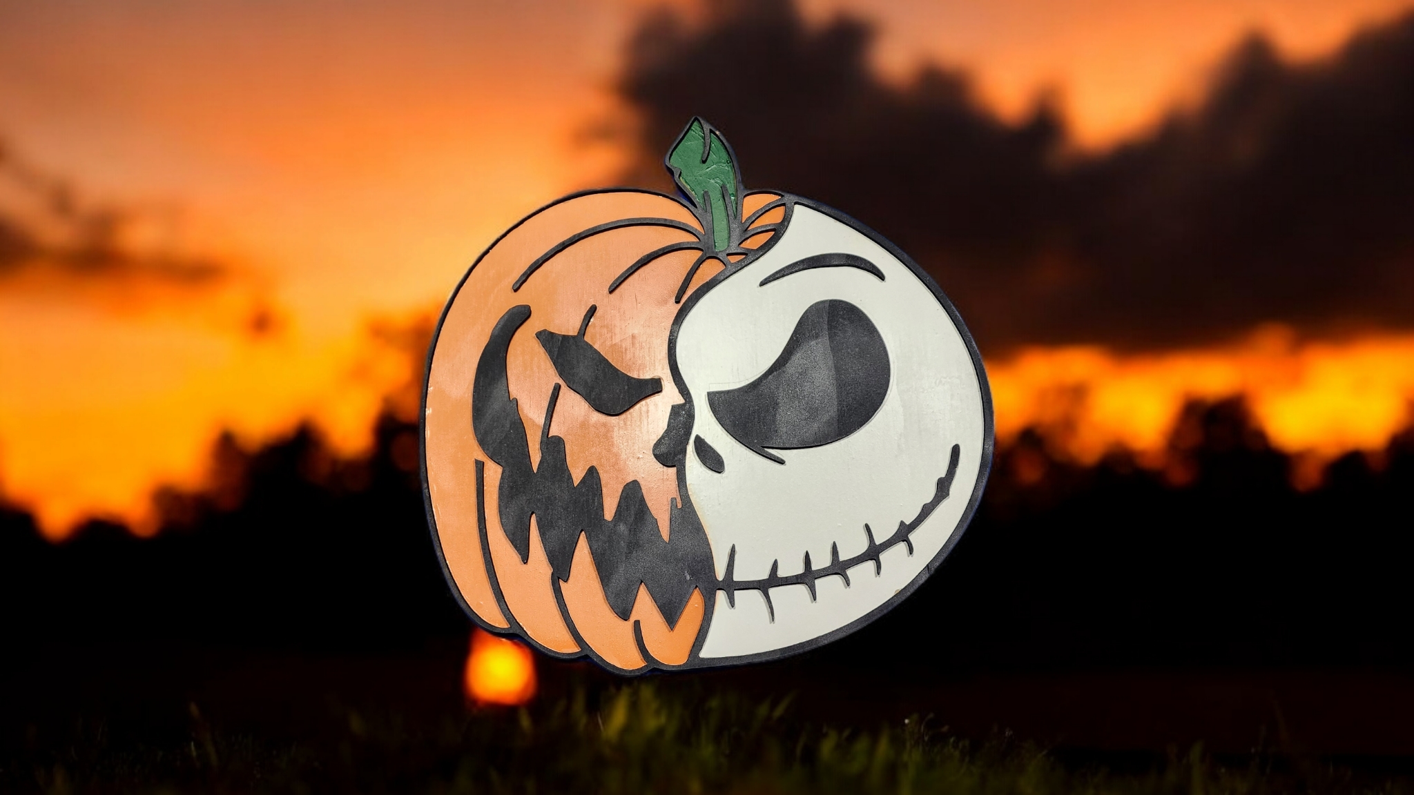 Evil Pumpkin Jack Skellington Halloween Sign