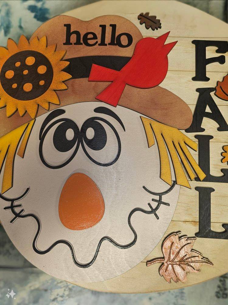 "Hello Fall" Scarecrow 3D Plaque