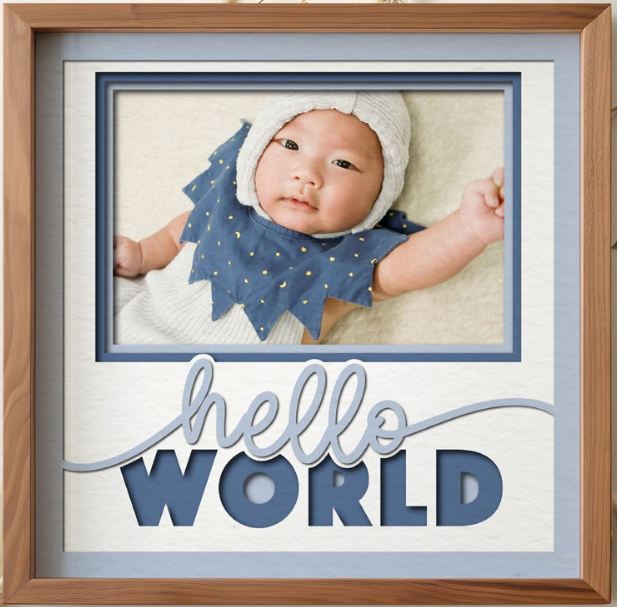 SBox "Hello World" 12" X 12" Shadow Box Frame