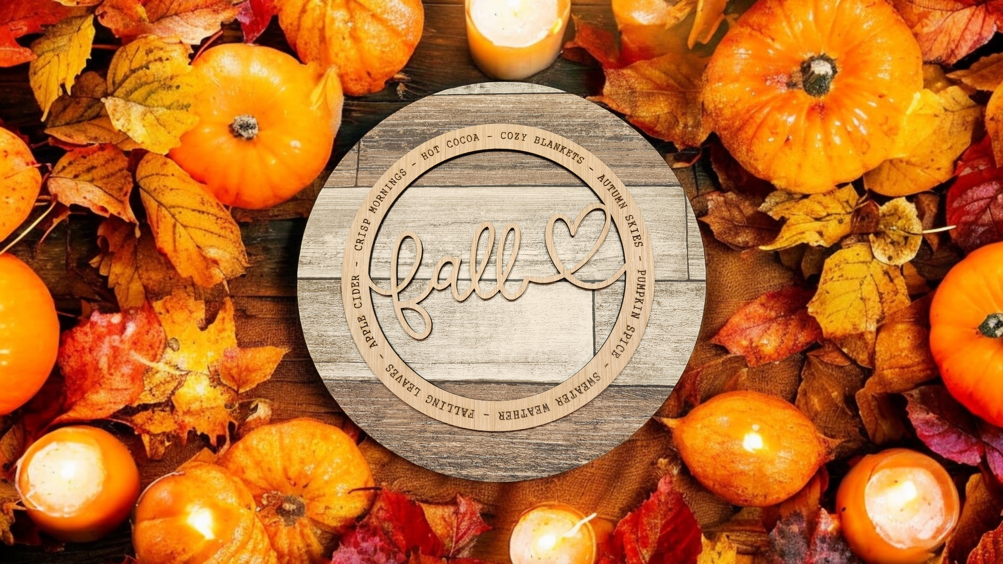 Fall Wood Sign 15" Round