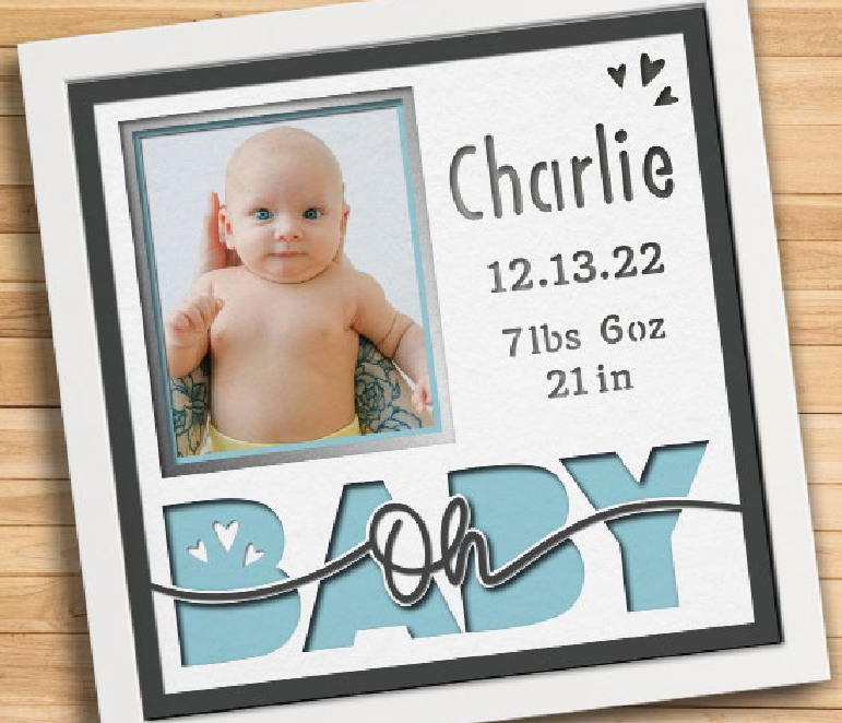 SBox "Oh Baby" 12" X 12" Shadow Box Frame