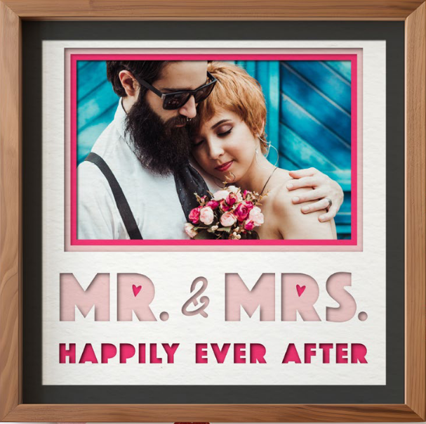 SBox "Mr. & Mrs. Happily Ever After" 12" X 12" Shadow Box Frame