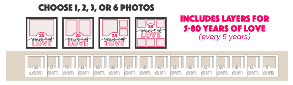 SBox "Anniversary Years Of Love" 12" x 12" Shadow Box Frame
