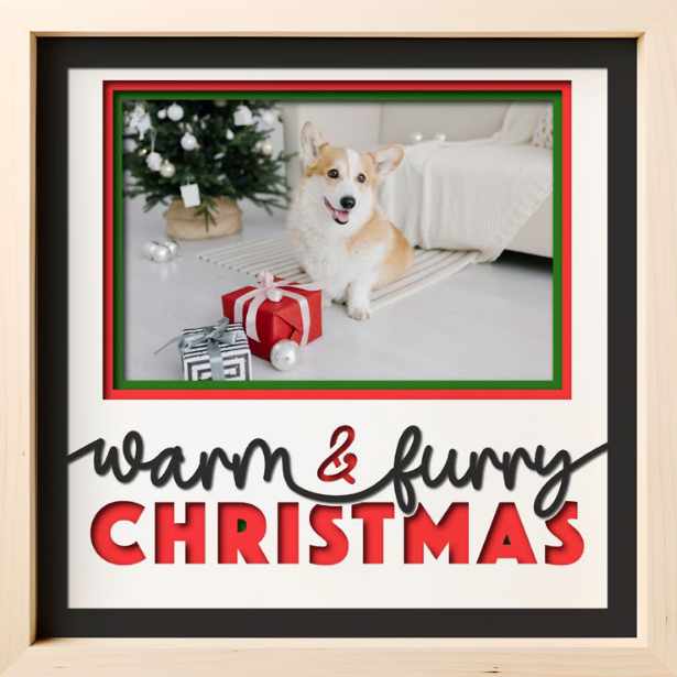 SBox "Warm And Furry Christmas " 12" x 12" Shadow Box Frame