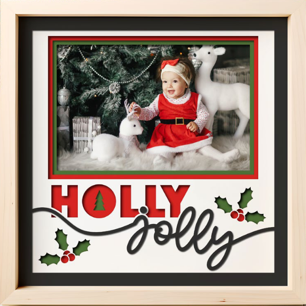 SBox "Holly Jolly " 12" x 12" Shadow Box Frame