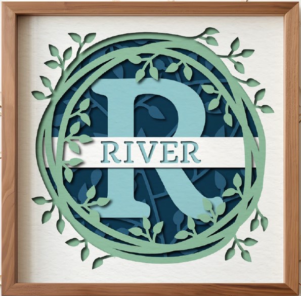 SBox "Monogrammed Family Nest " 12" x 12" Shadow Box Frame