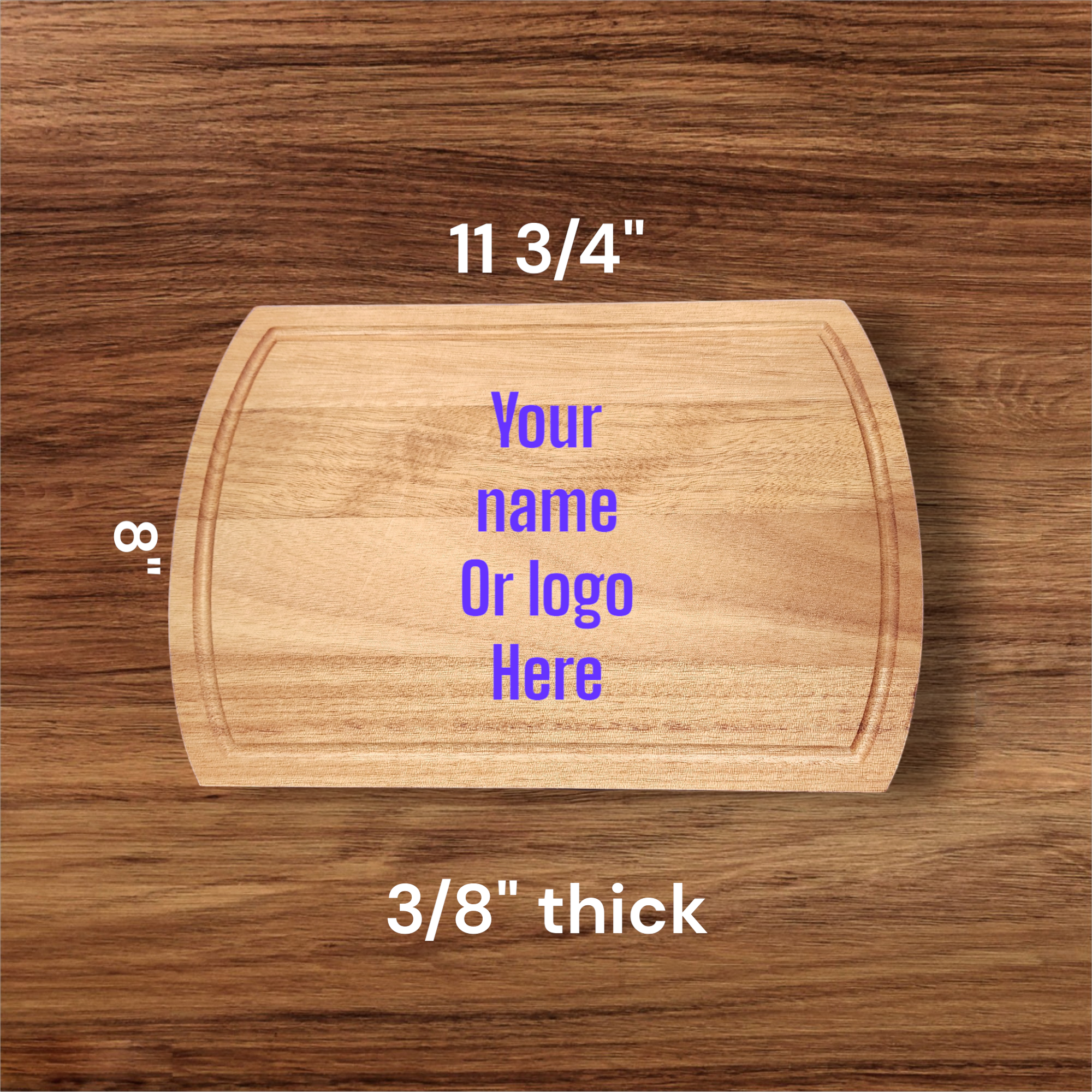 Economy Cutting Board 11 3/4" by 8", 3/8" thick Custom Engraved