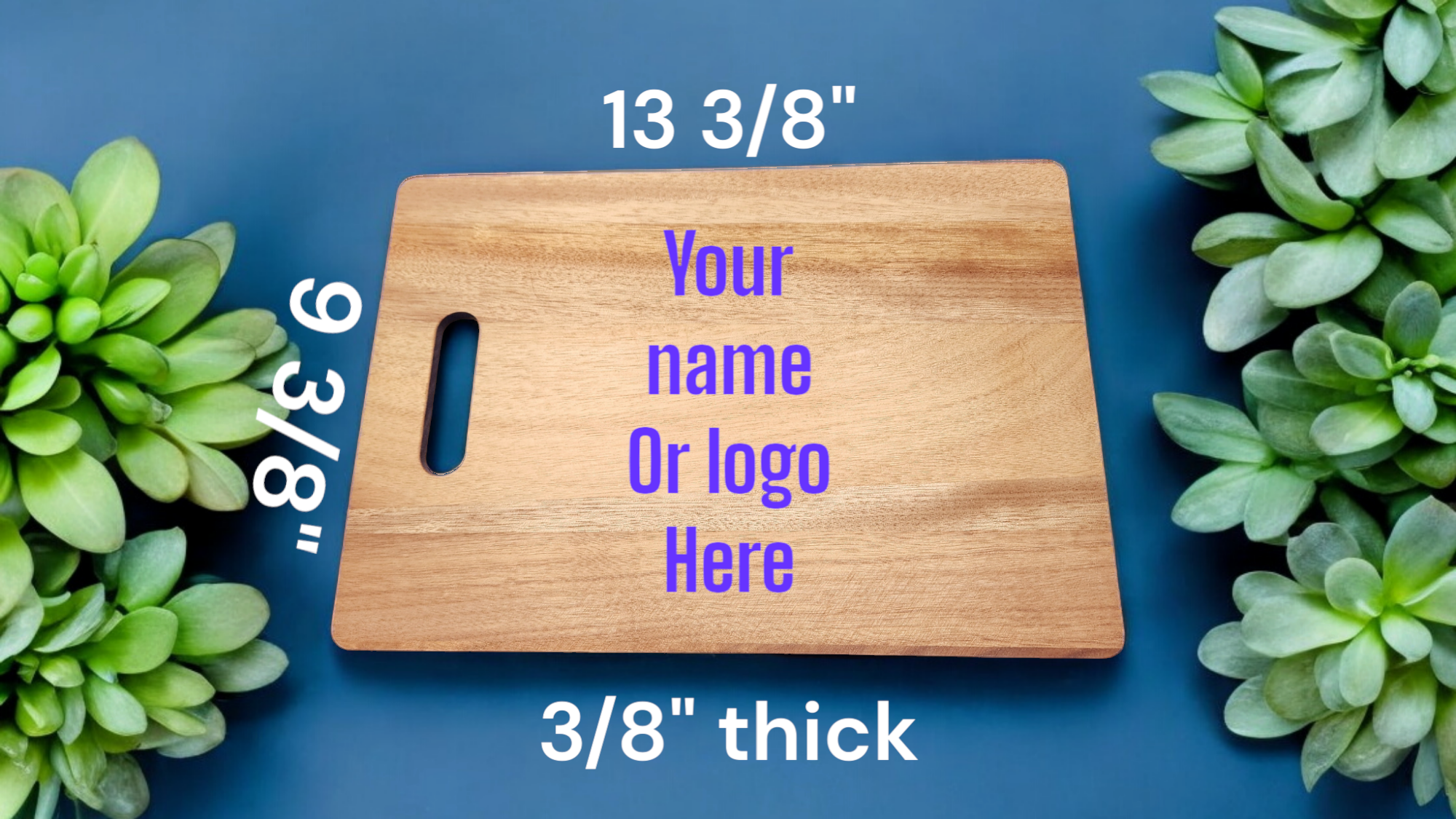  Economy Cutting Board 13 3/8" by 9 3/8", 3/8" thick Custom Engraved