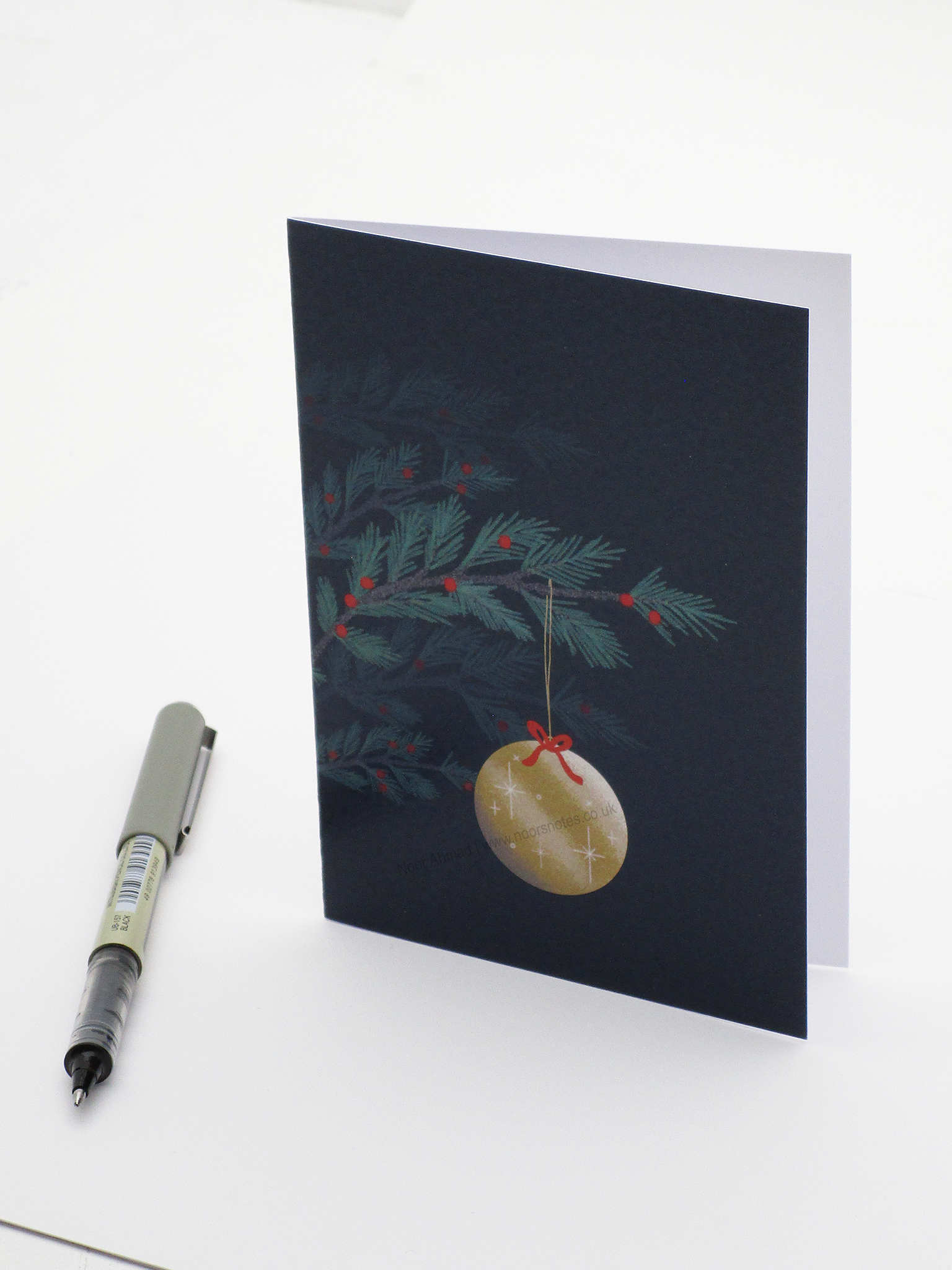 Gold Festive Bauble Greeting Card | Noor's Notes