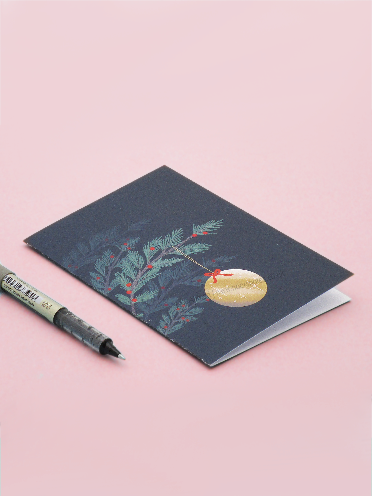 Gold Festive Bauble Greeting Card | Noor's Notes