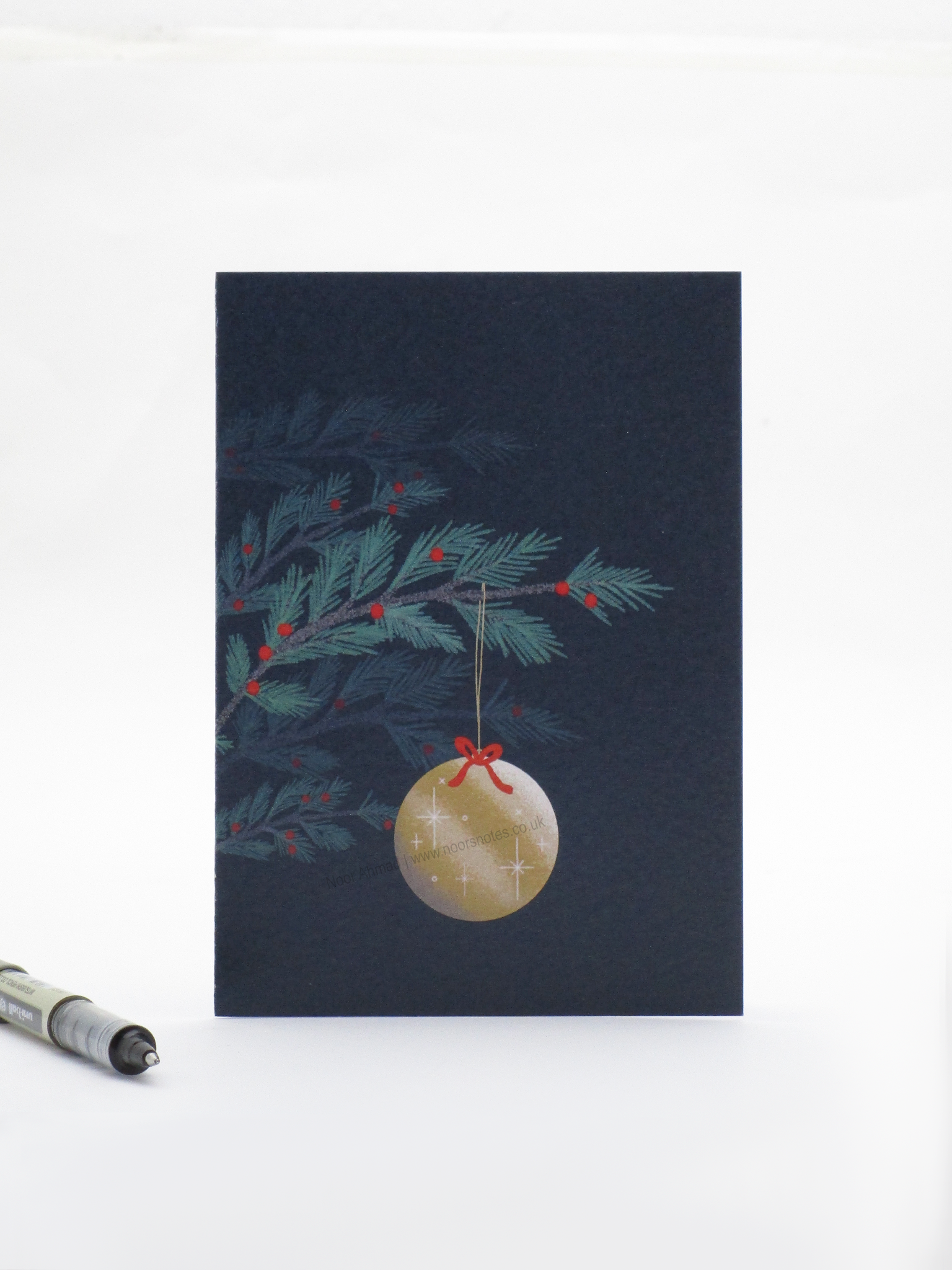 Gold Festive Bauble Greeting Card | Noor's Notes