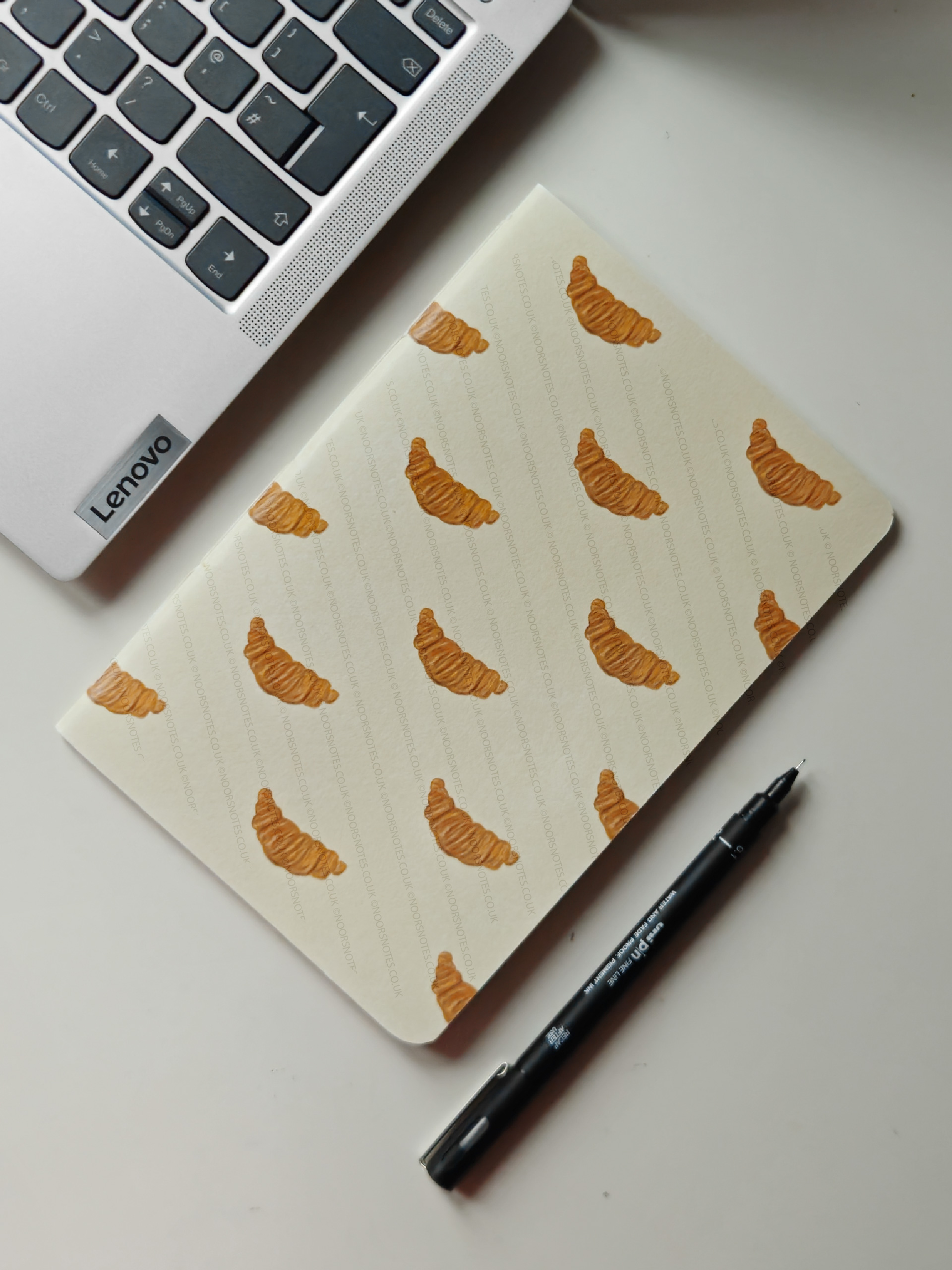 Croissant Illustration Hand-bound A5 Notebook