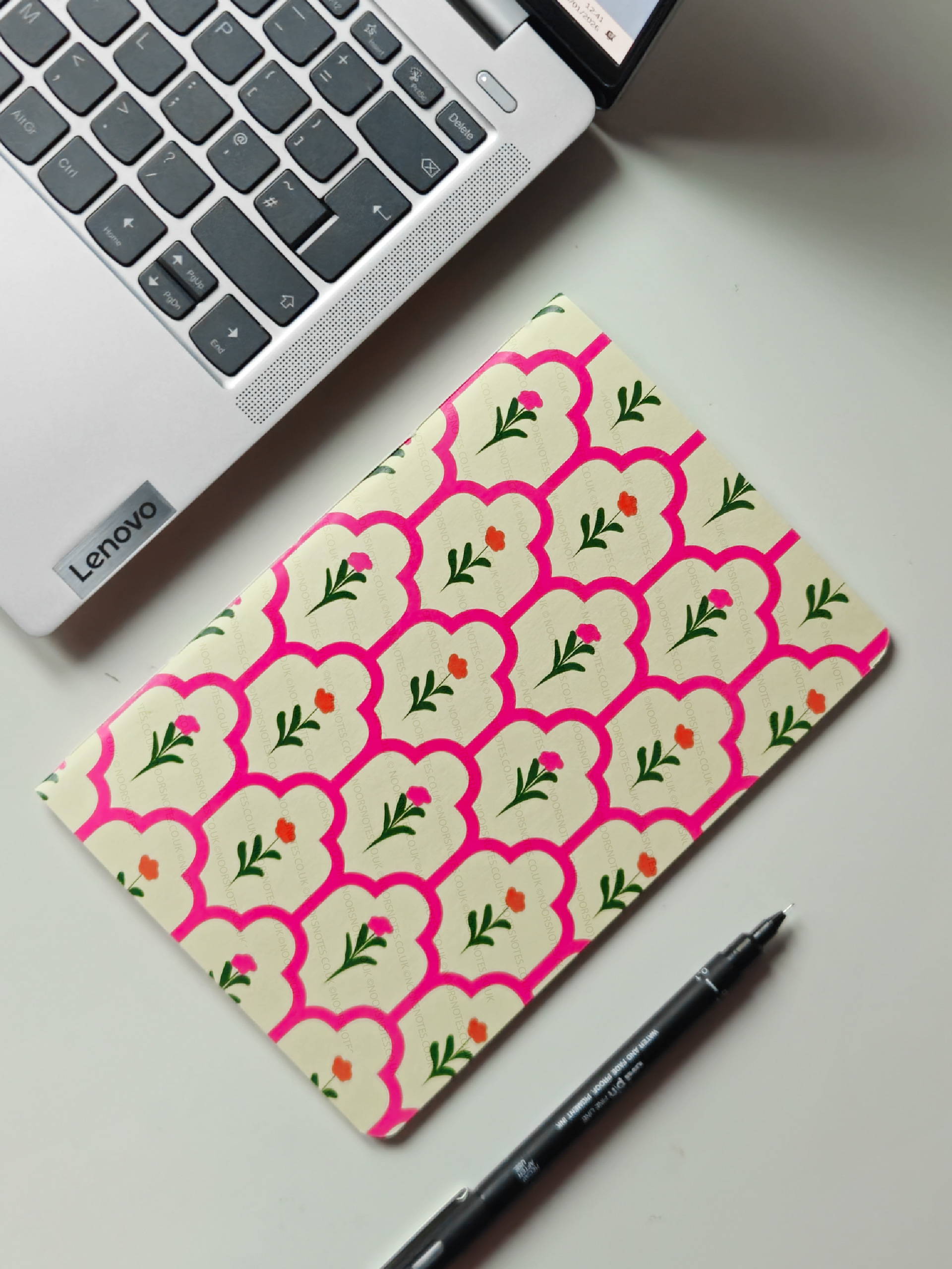 Pink Floral Mughal-inspired Hand-bound A5 Notebook