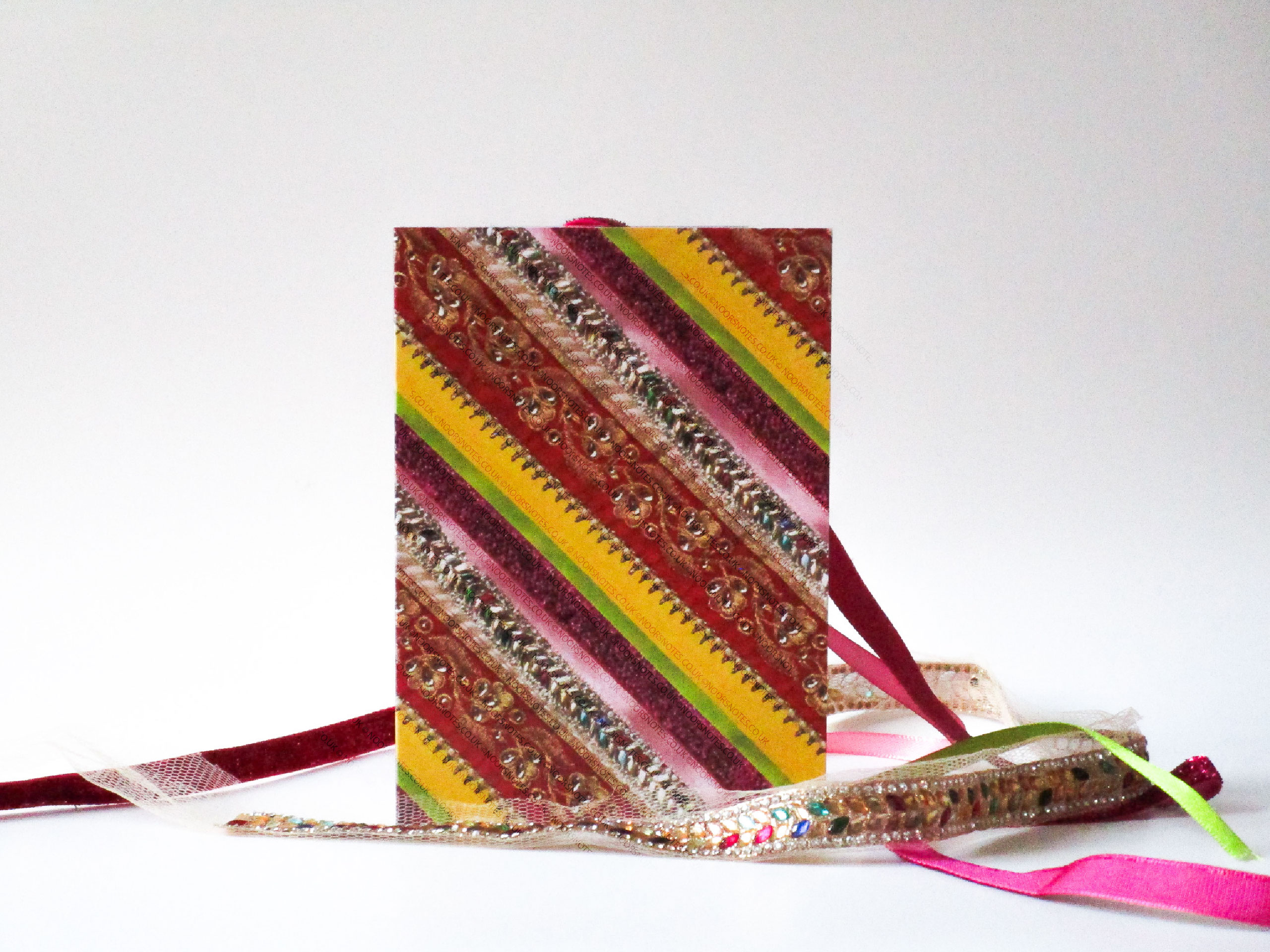 Desi Colourful Ribbons South Asian Festive A6 Greeting Card | noorsnotes