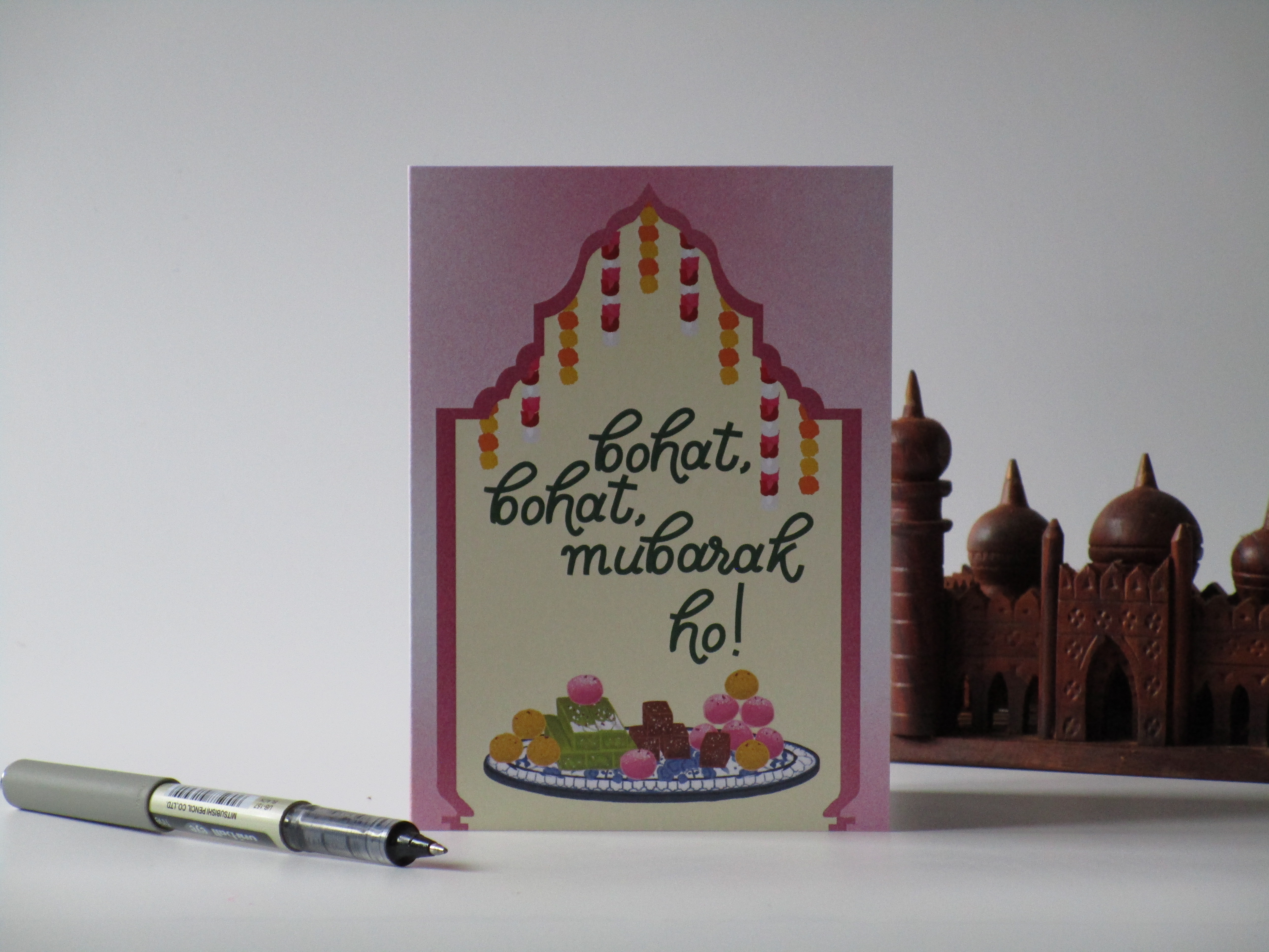 Bohat Bohat Mubarak Ho! Congratulations South Asian Festive A6 Greeting Card | Noor's Notes