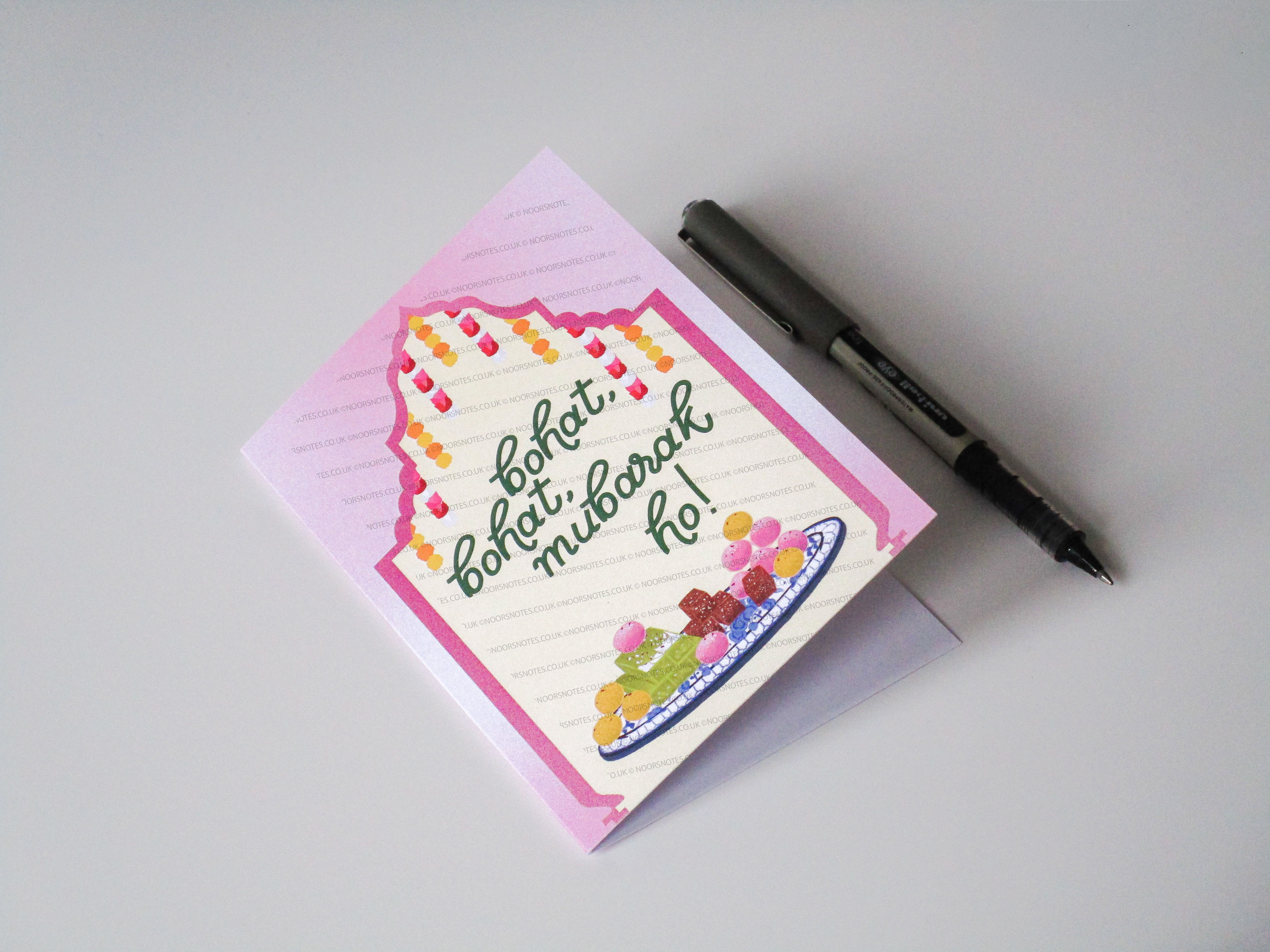 Bohat Bohat Mubarak Ho! Universal Congratulations South Asian Festive A6 Greeting Card | Noor's Notes