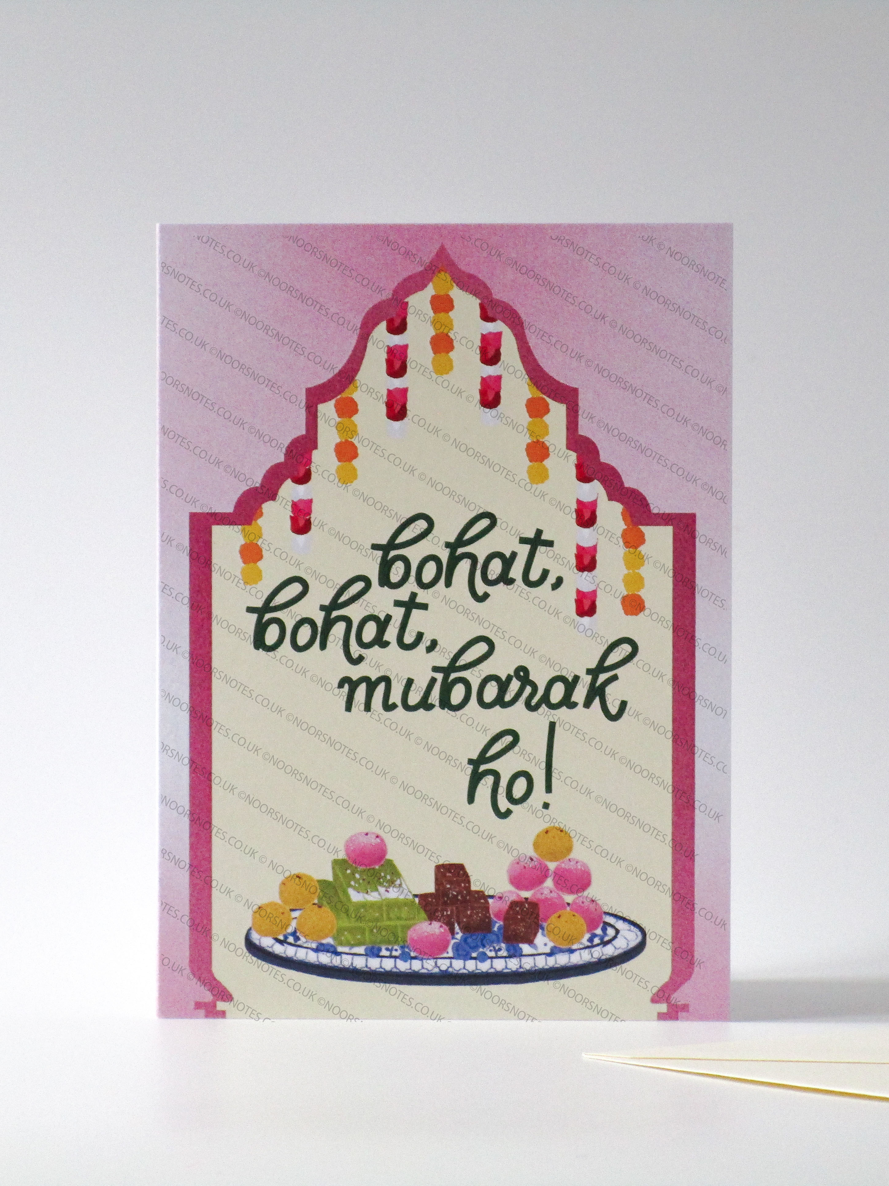 Bohat Bohat Mubarak Ho! Universal Congratulations South Asian Festive A6 Greeting Card | Noor's Notes