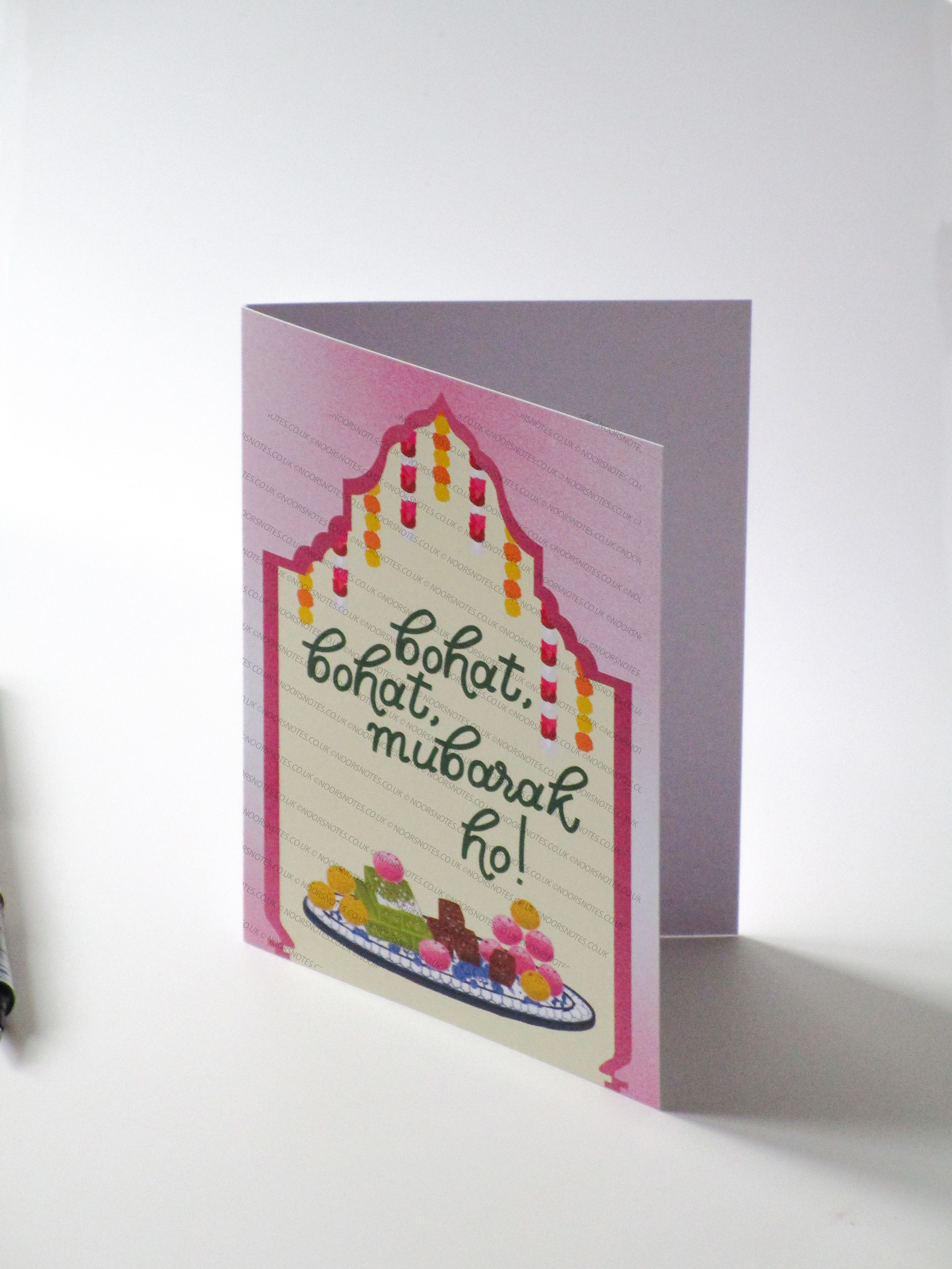 Bohat Bohat Mubarak Ho! Universal Congratulations South Asian Festive A6 Greeting Card | Noor's Notes