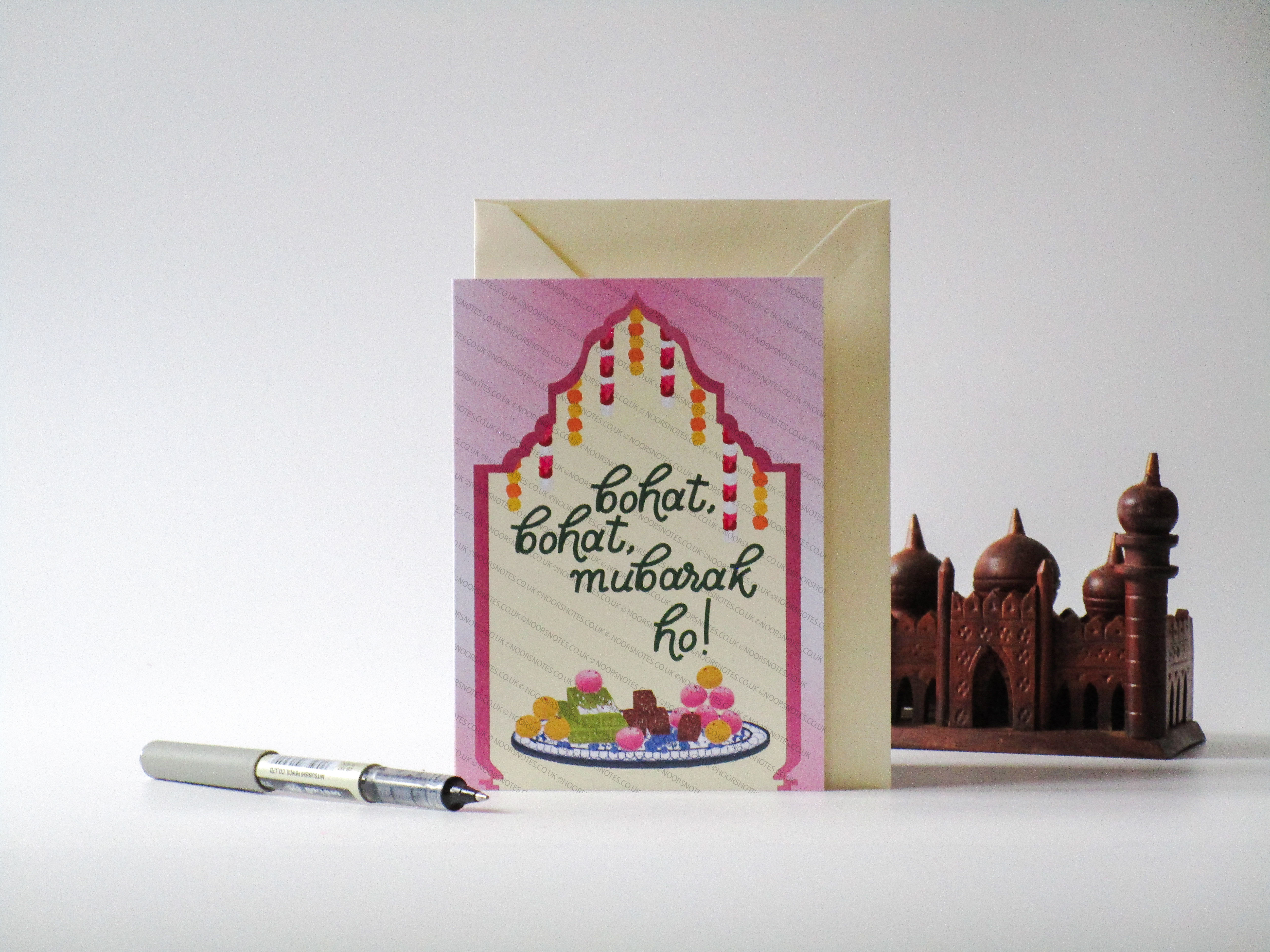 Bohat Bohat Mubarak Ho! Universal Congratulations South Asian Festive A6 Greeting Card | Noor's Notes
