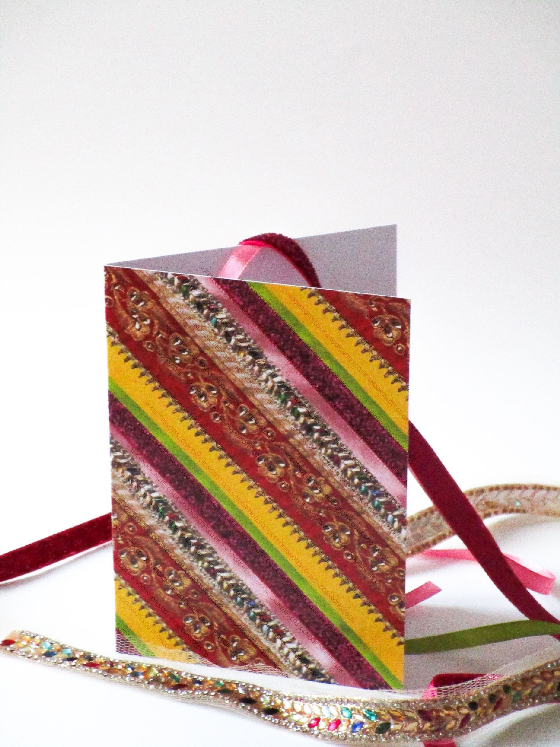 Desi Colourful Ribbons South Asian Festive A6 Greeting Card | noorsnotes