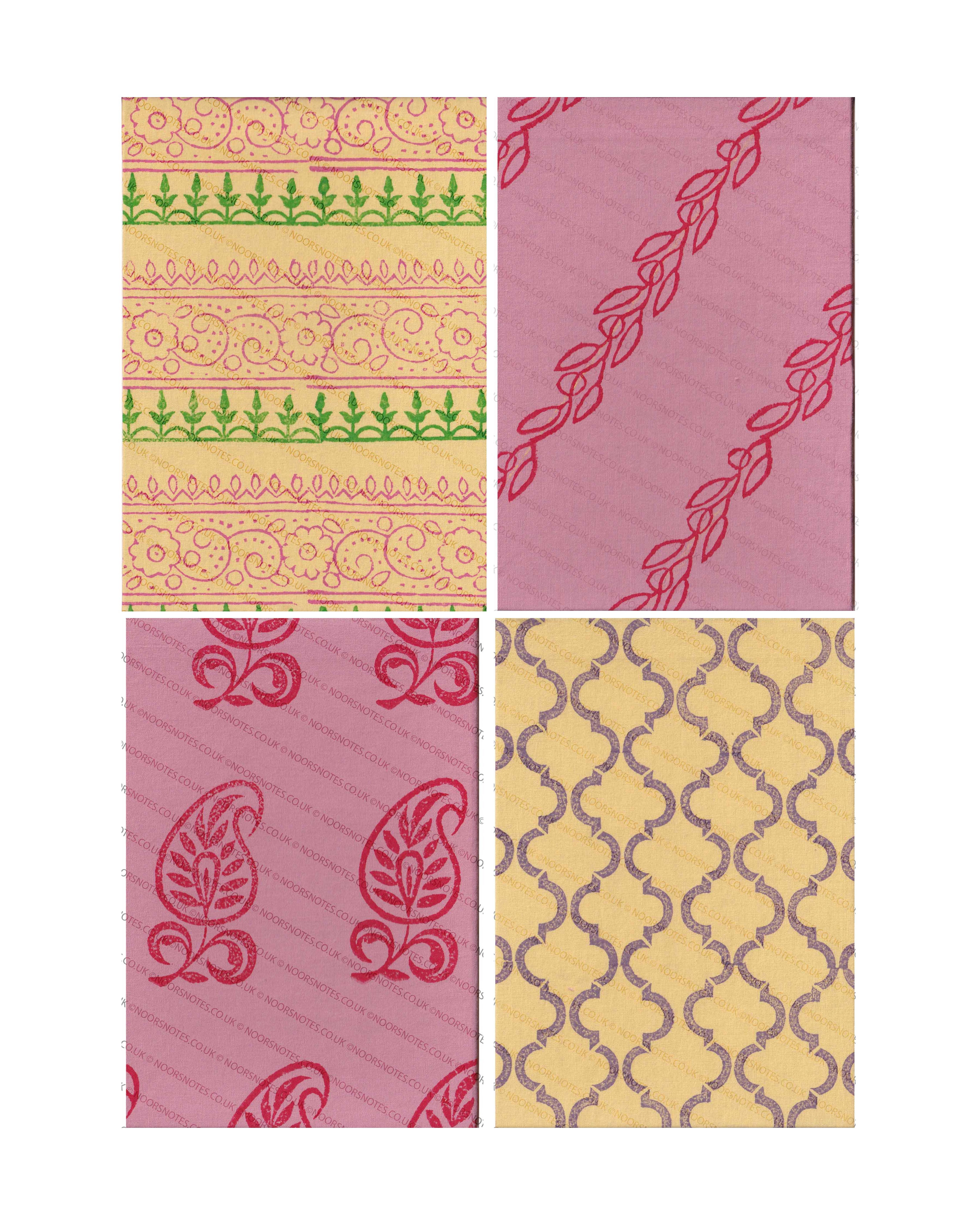 Coptic Hand Block Printed Cloth Cover Journal Notebook - Lined, A5 | noorsnotes x nailaahmadlondon