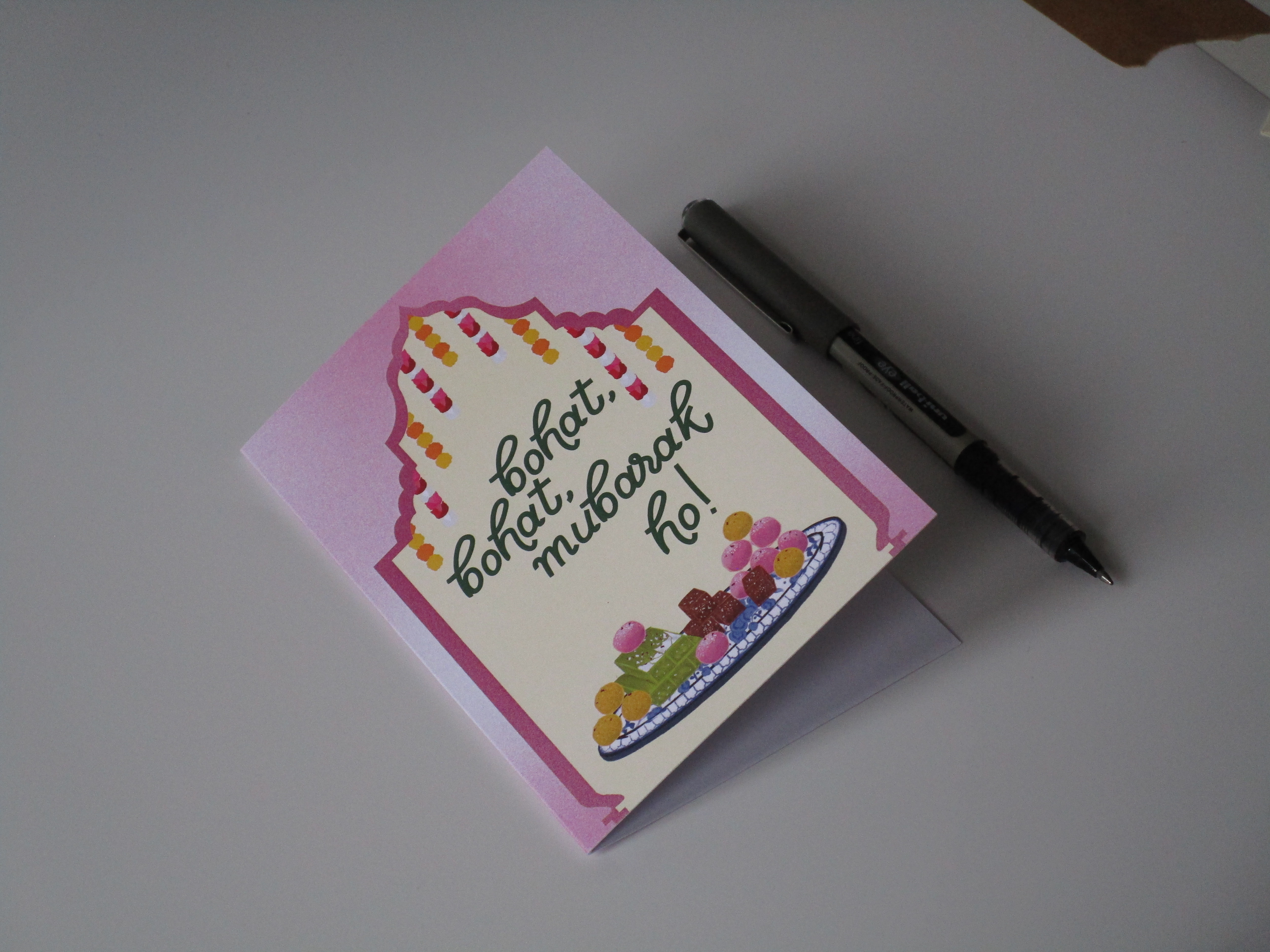 Bohat Bohat Mubarak Ho! Congratulations South Asian Festive A6 Greeting Card | Noor's Notes