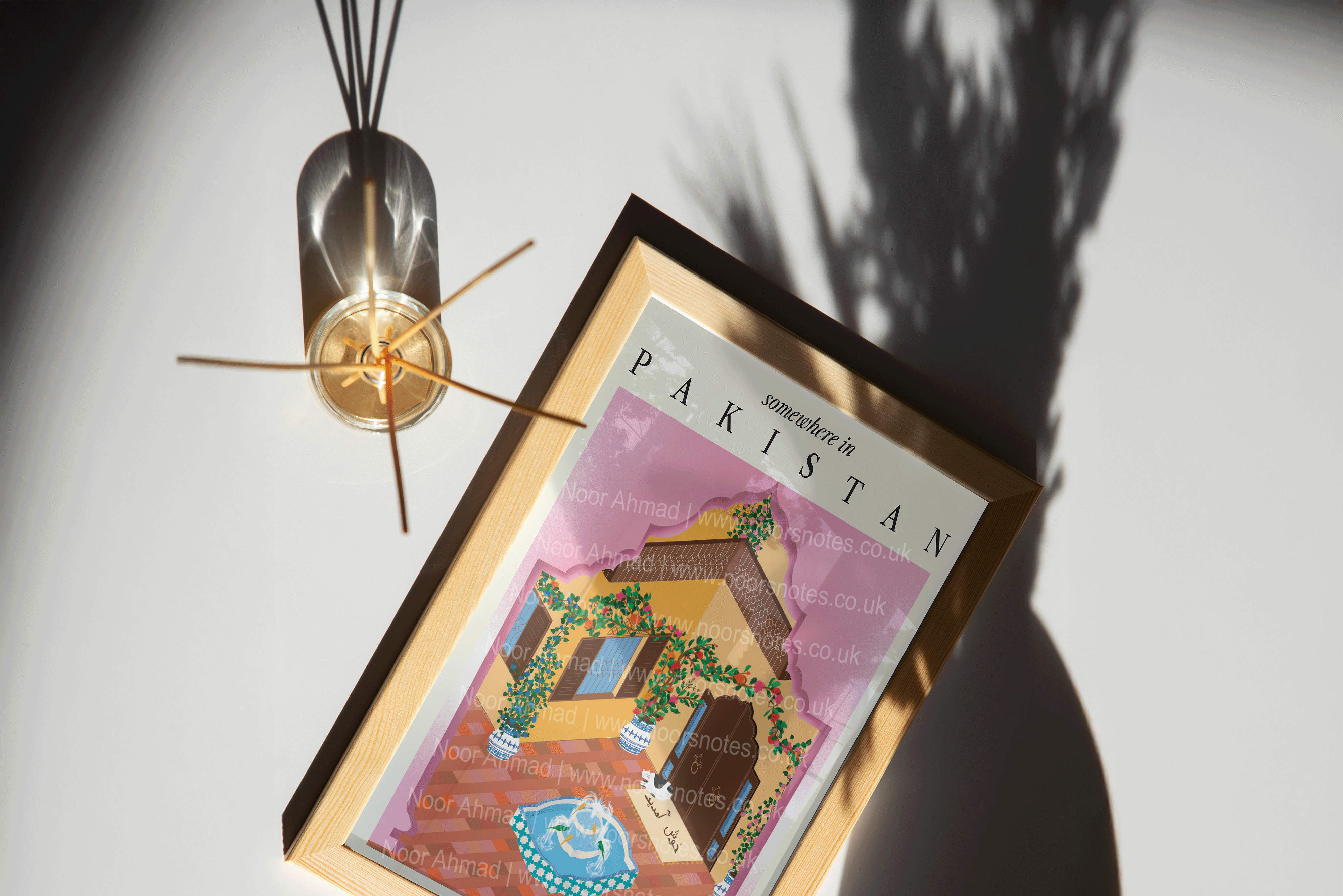 Nano's Haveli, Pakistani Courtyard Nostalgia, A4 Print, Hand Drawn | Noor's Notes
