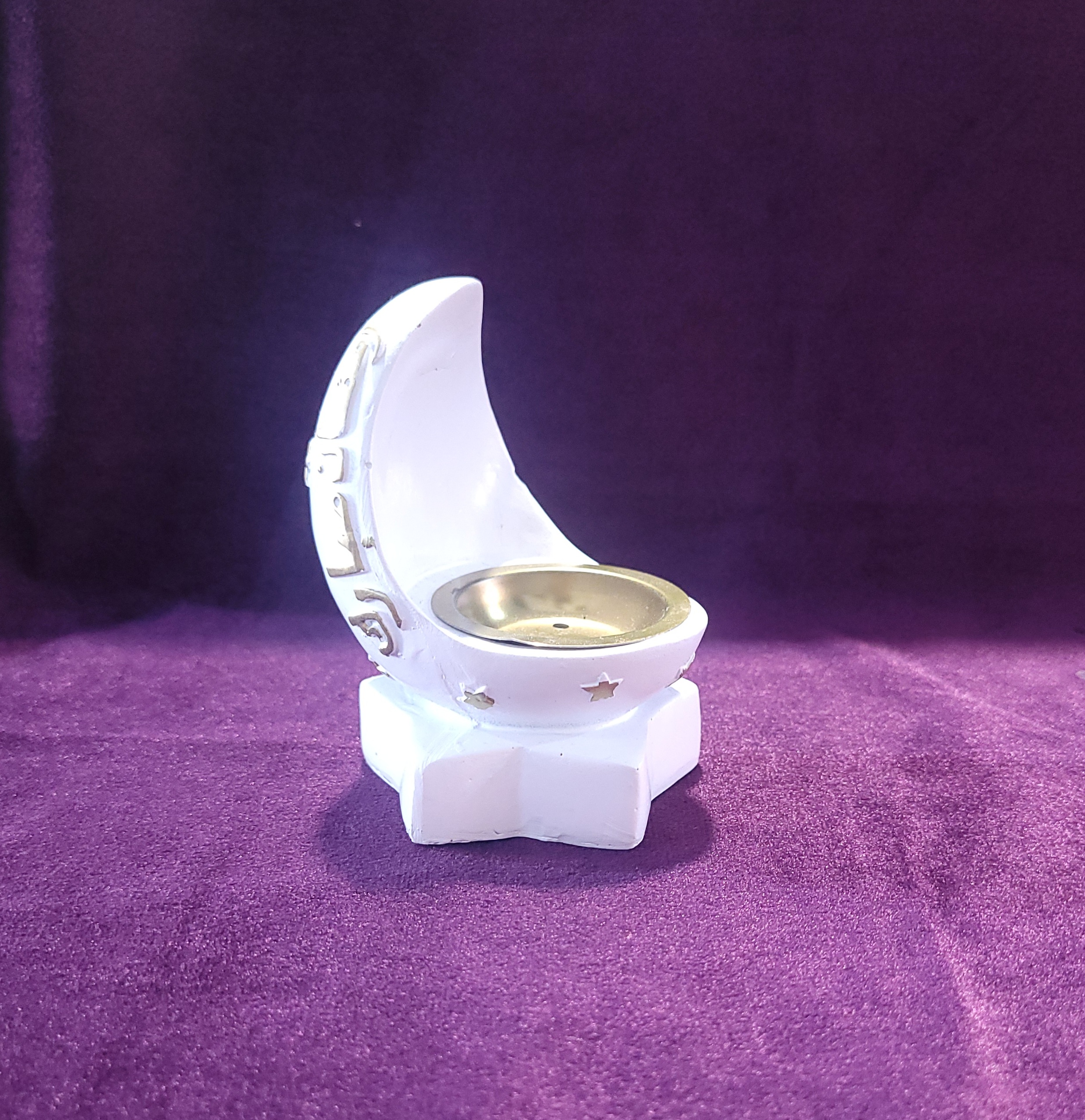 Incensaría/ Portvelas Luna. Resina Blanca