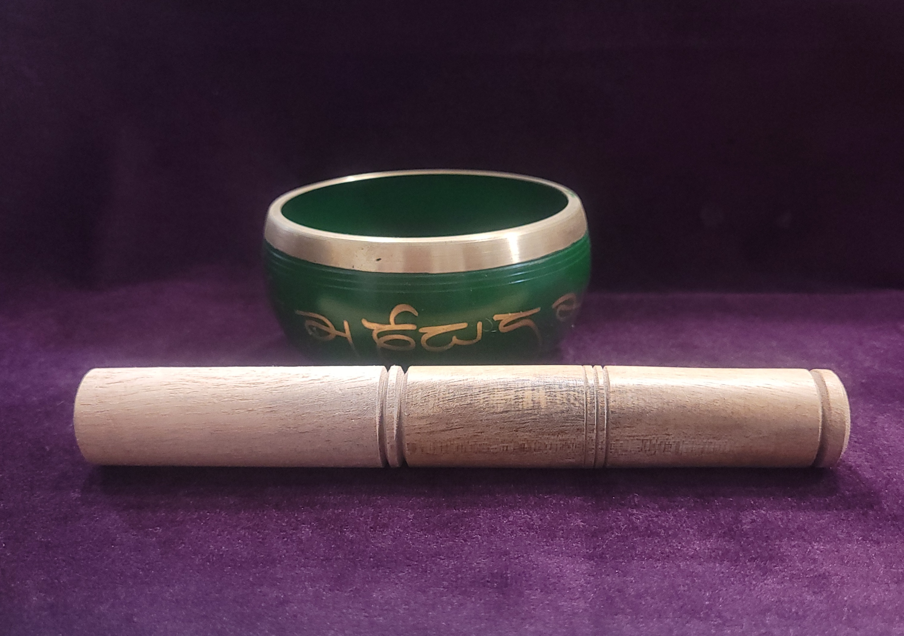 Cuenco Tibetano 7 metales color verde.