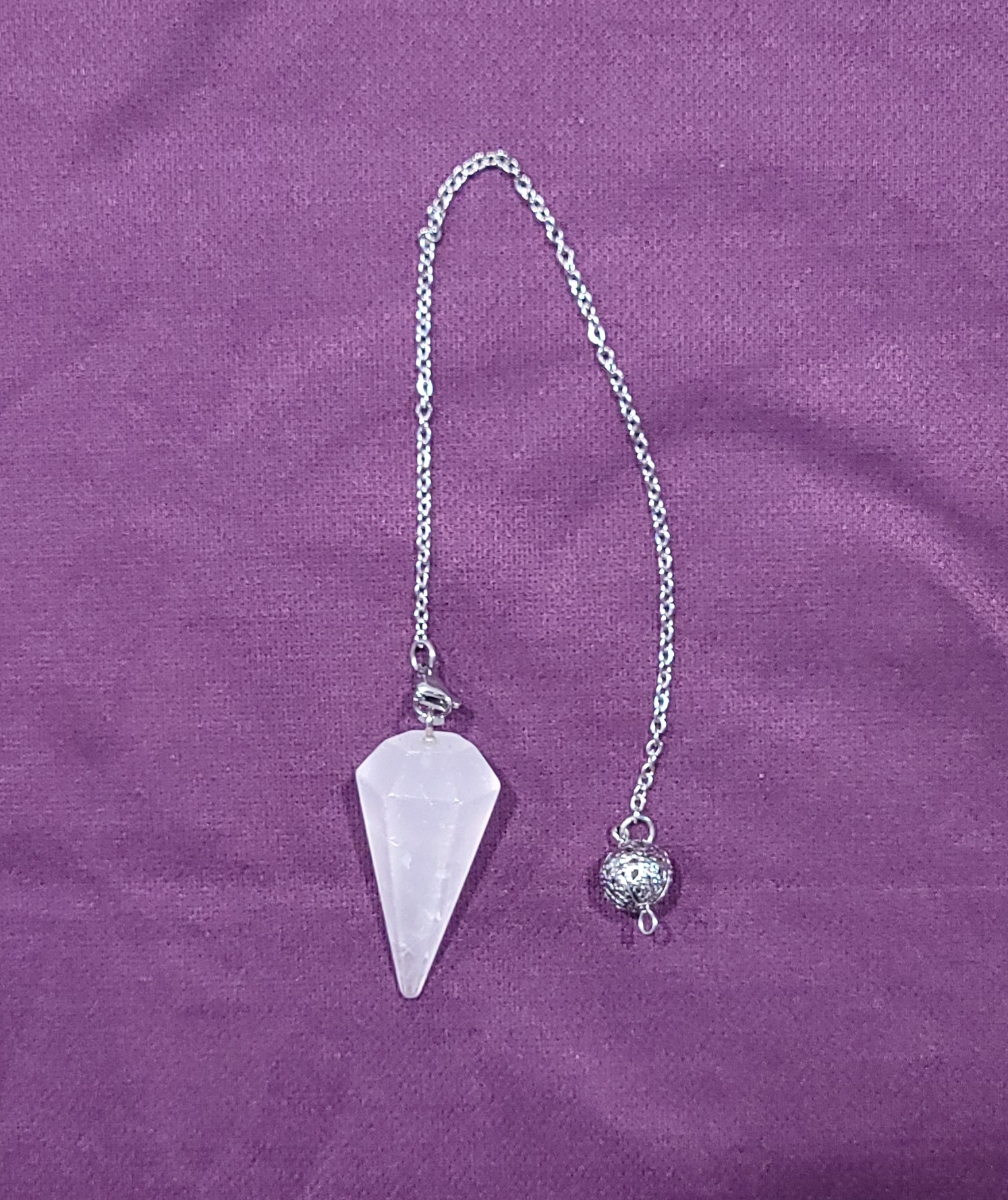 Péndulo de Mineral Cuarzo Rosa