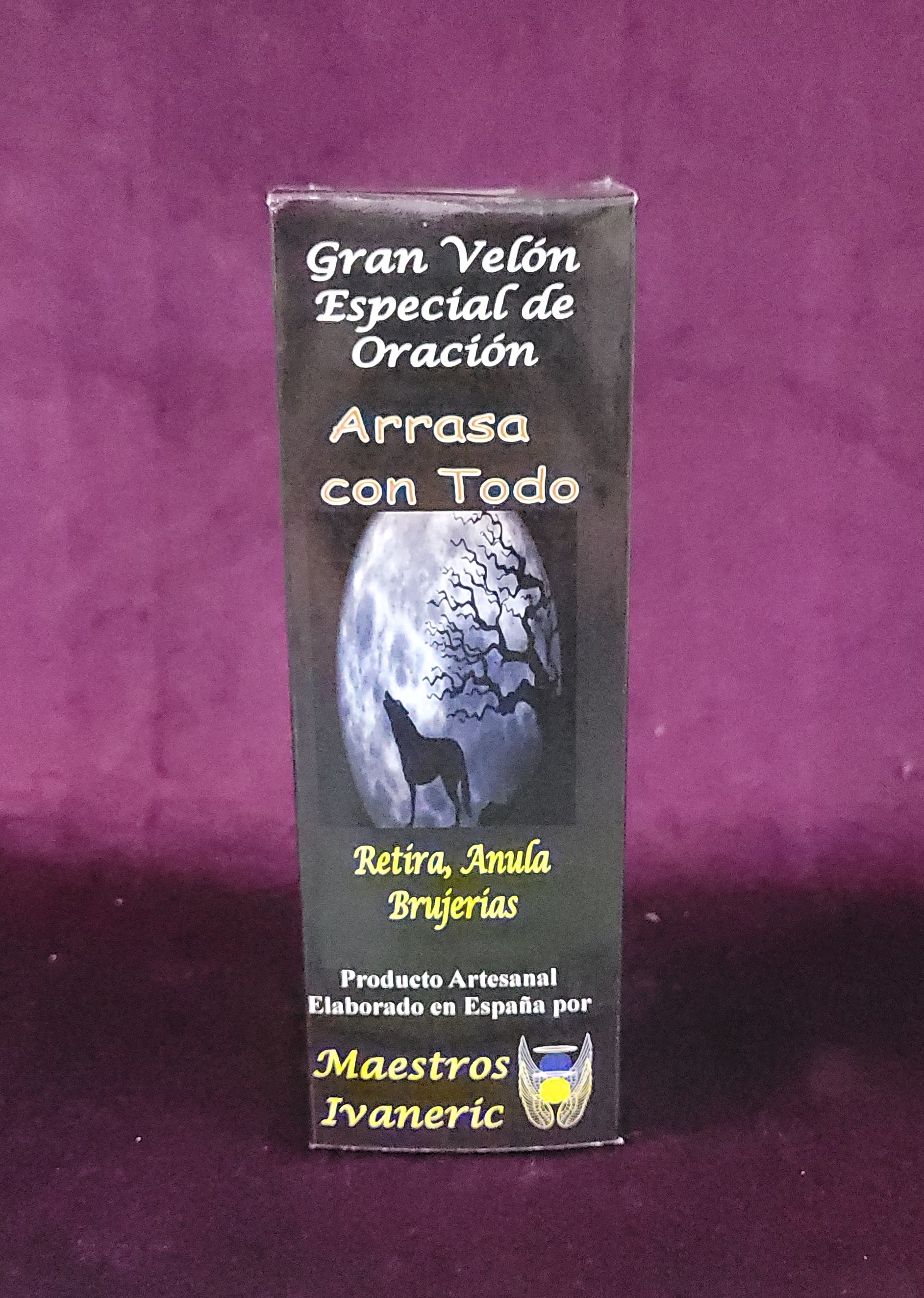 Velón con Oración Arrasa con Todo  retira, anula brujerias