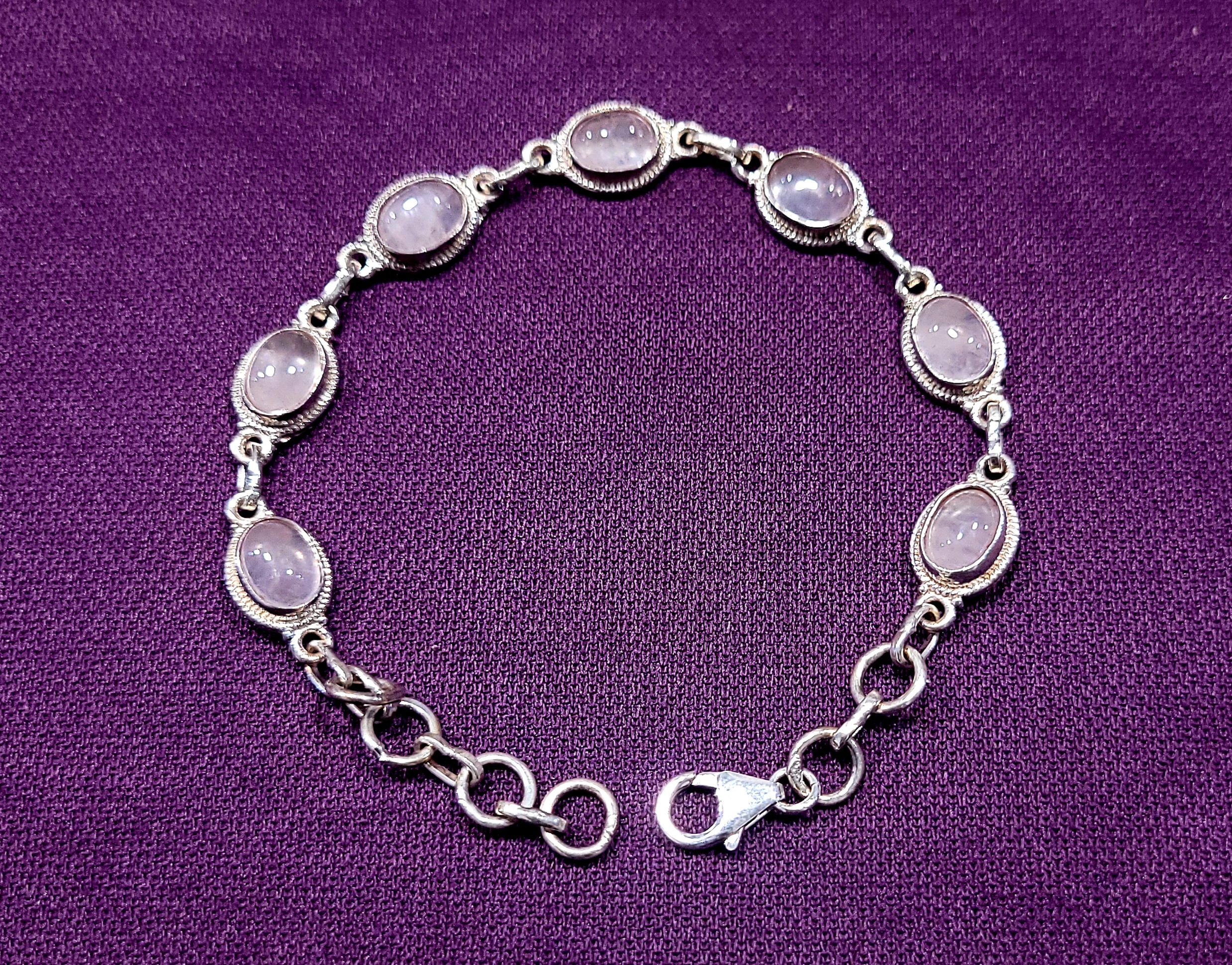 Pulsera Cuarzo Rosa y Plata de Ley