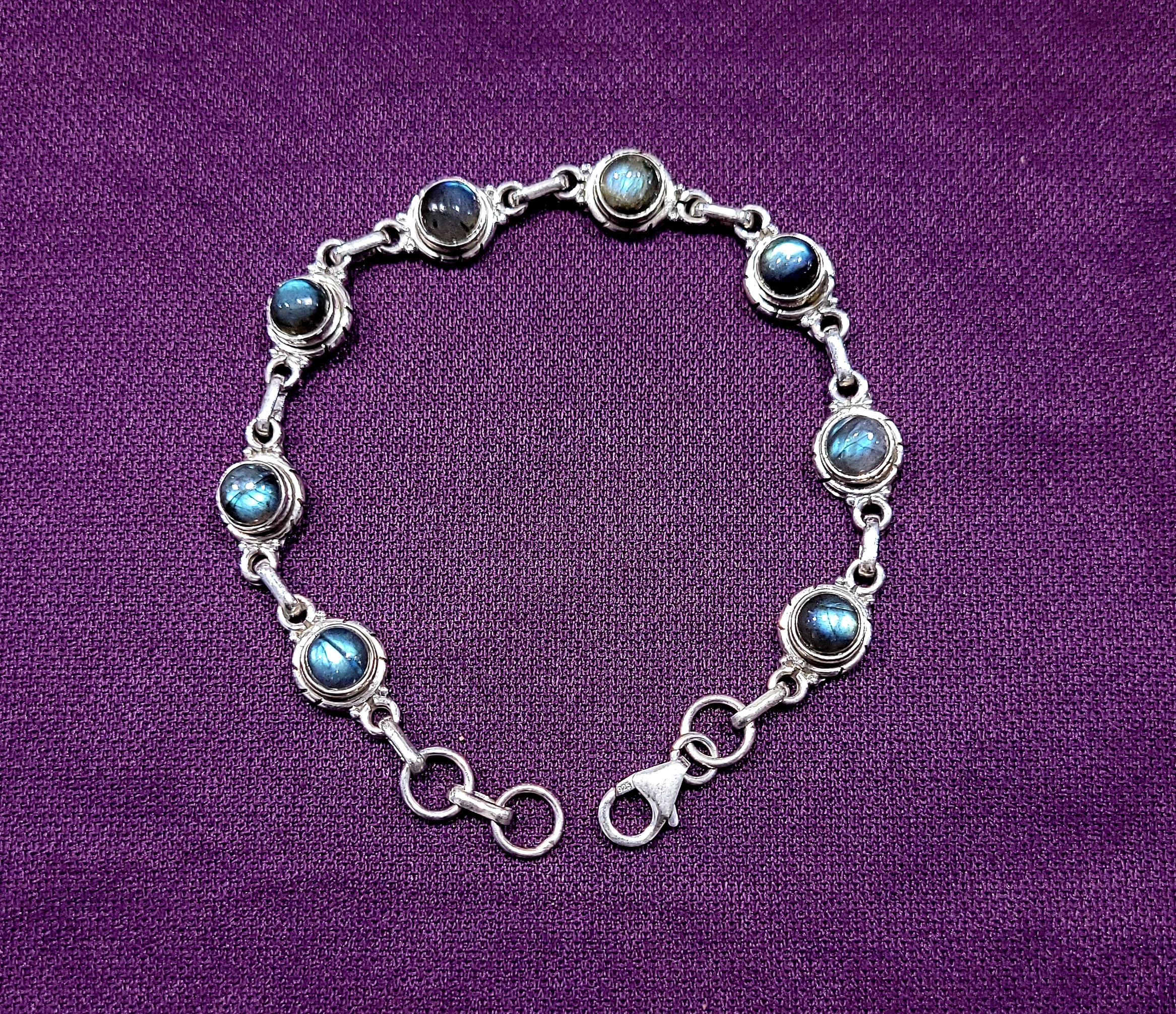 Pulsera Labradorita y Plata de Ley
