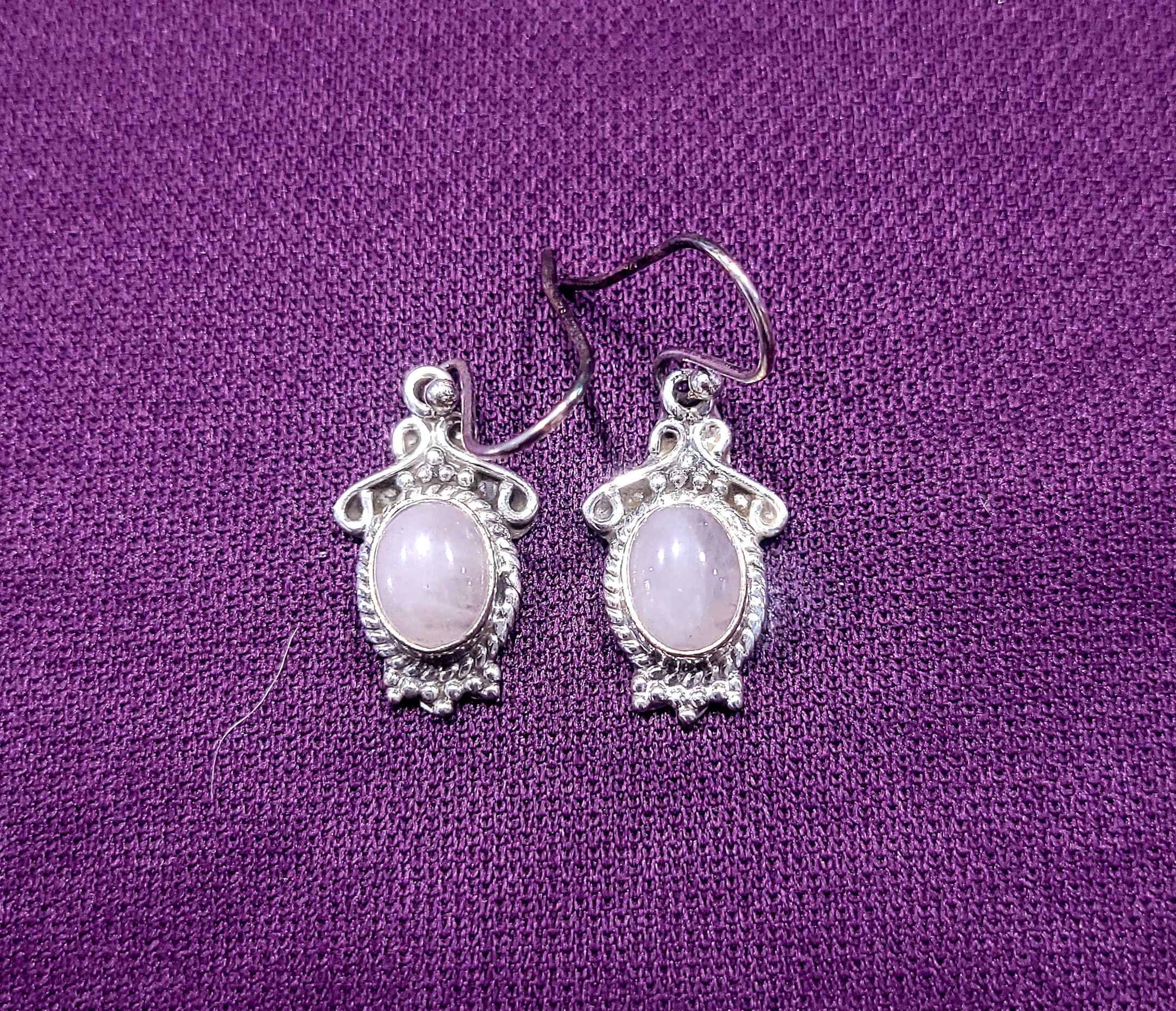 Pendientes Cuarzo Rosa. Plata de Ley
