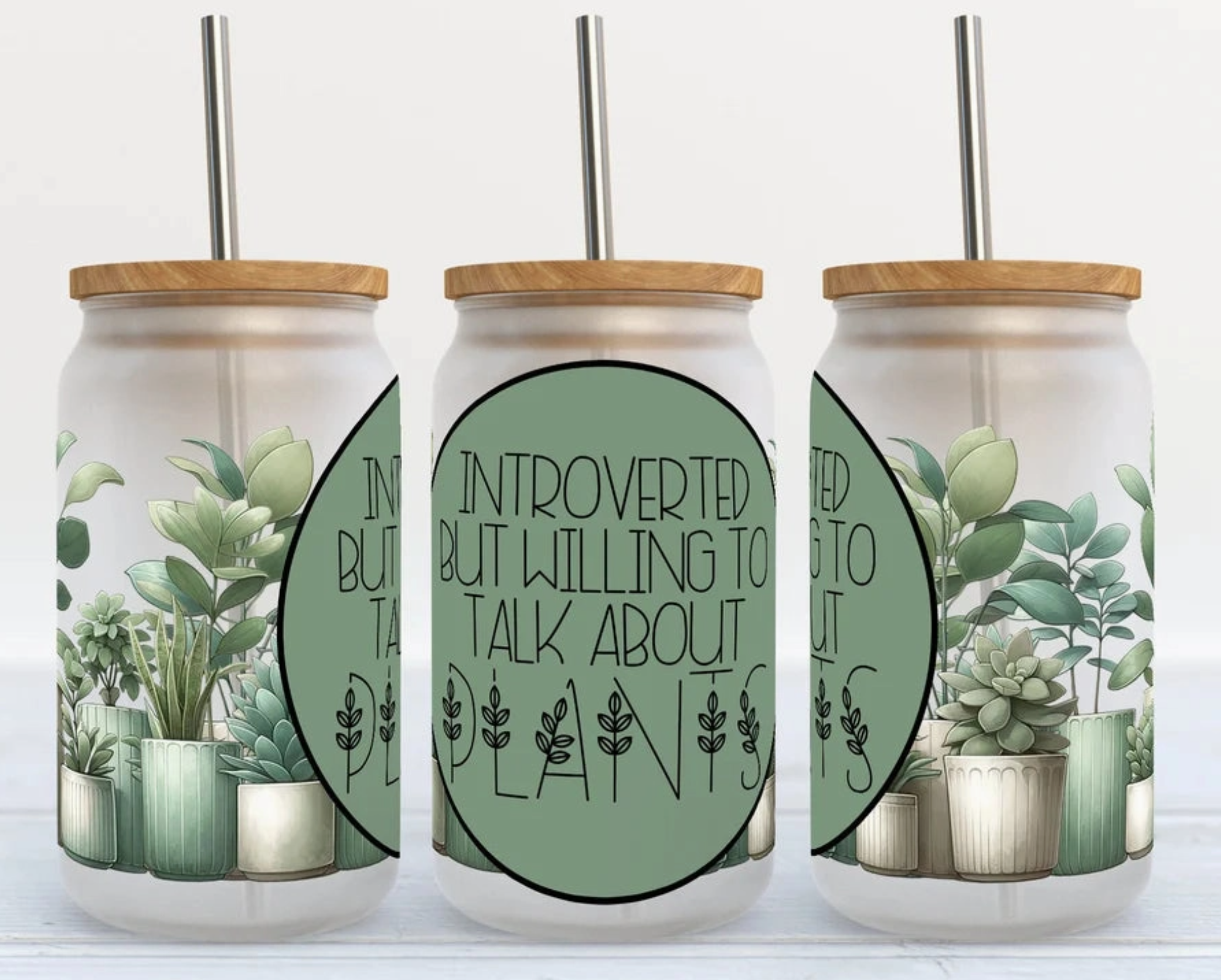 16oz Libbey Glass Frosted Tumbler Introverted But Willing To Talk About Plants