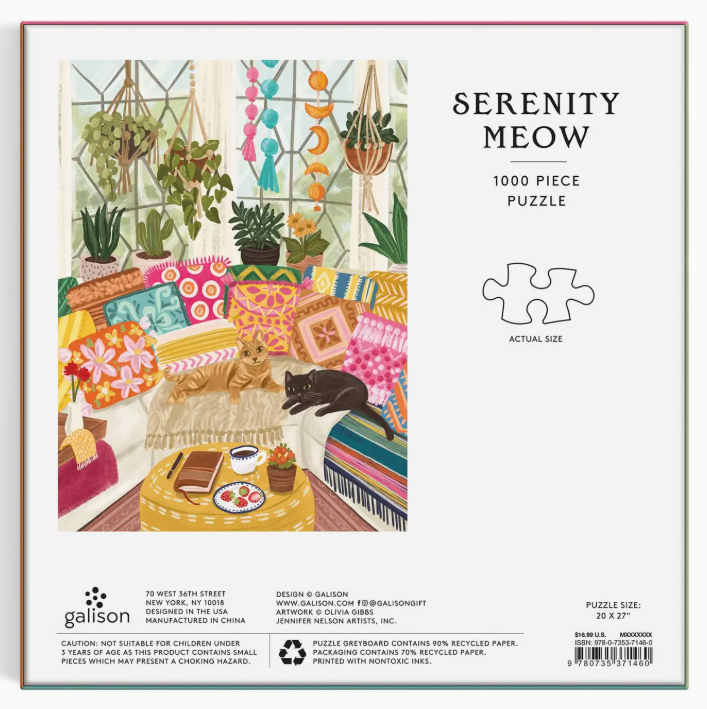 Serenity Meow 1000 Piece Puzzle in A Square Box