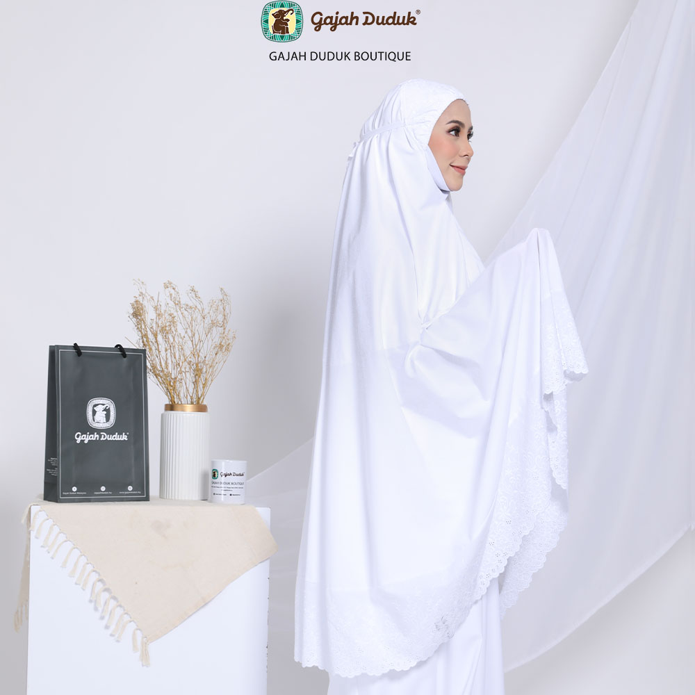 Telekung Gajah Duduk Premium Quality (Free Box & Ribbon Exclusive)